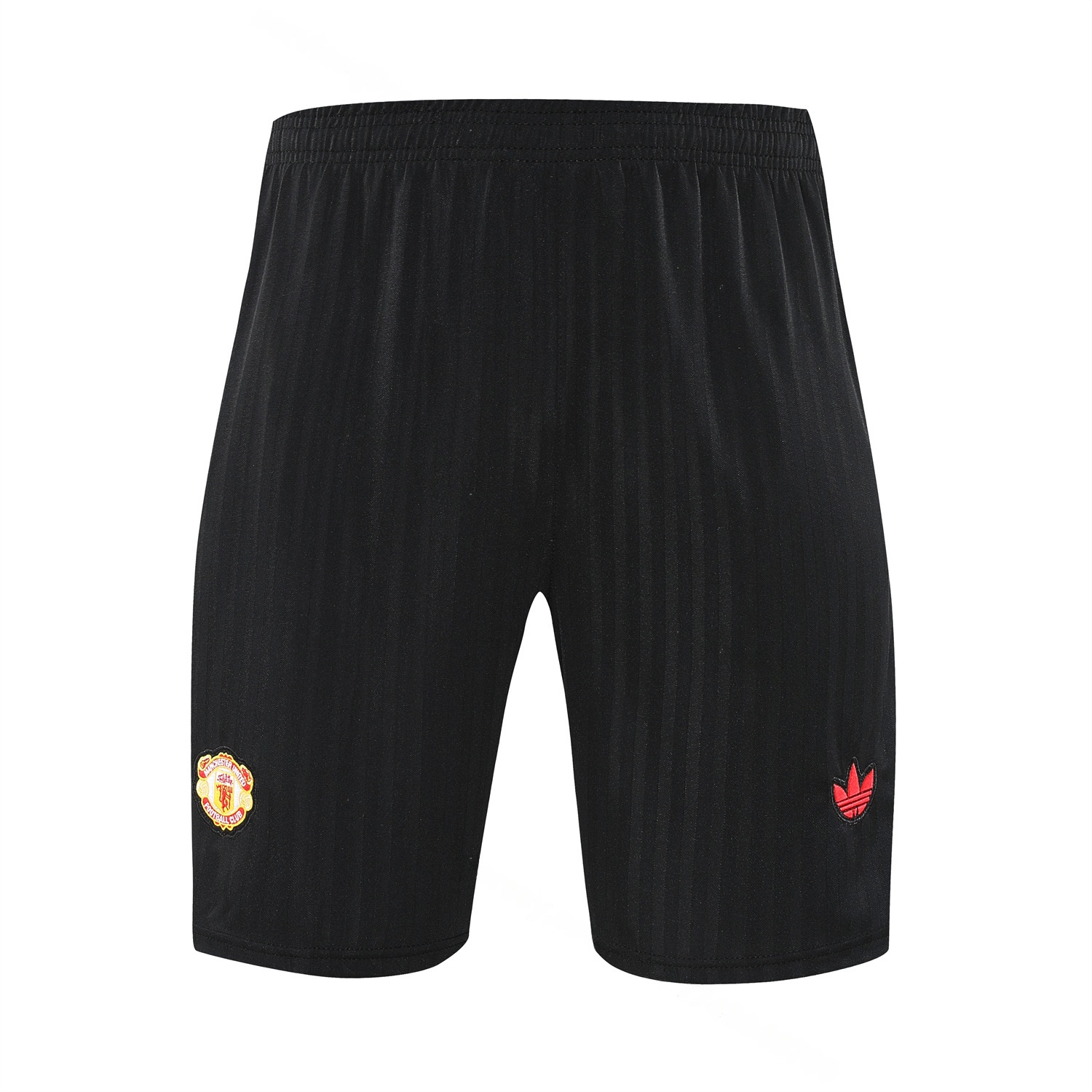 Manchester United 25-26 Short-Sleeve Training Set - Red Lines Black Top & Black Shorts - Unitedfutballjersey