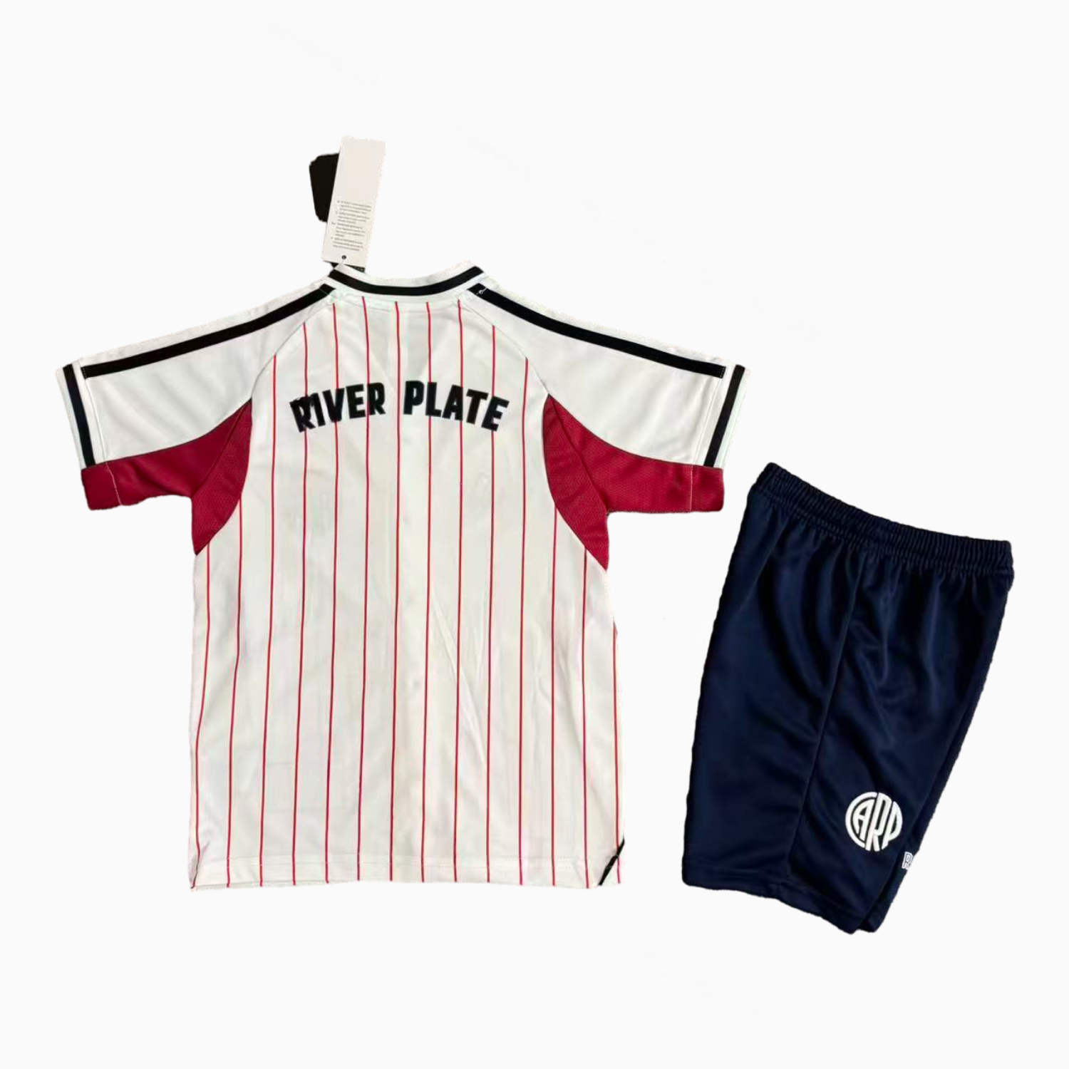 River Plate 25-26 White With Red Lines Baseball Kids Kit - Unitedfutballjersey