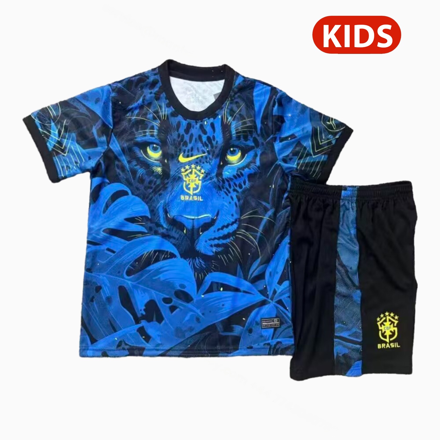 Brazil 25-26 Blue Leopard Special Kids Kit - Unitedfutballjersey
