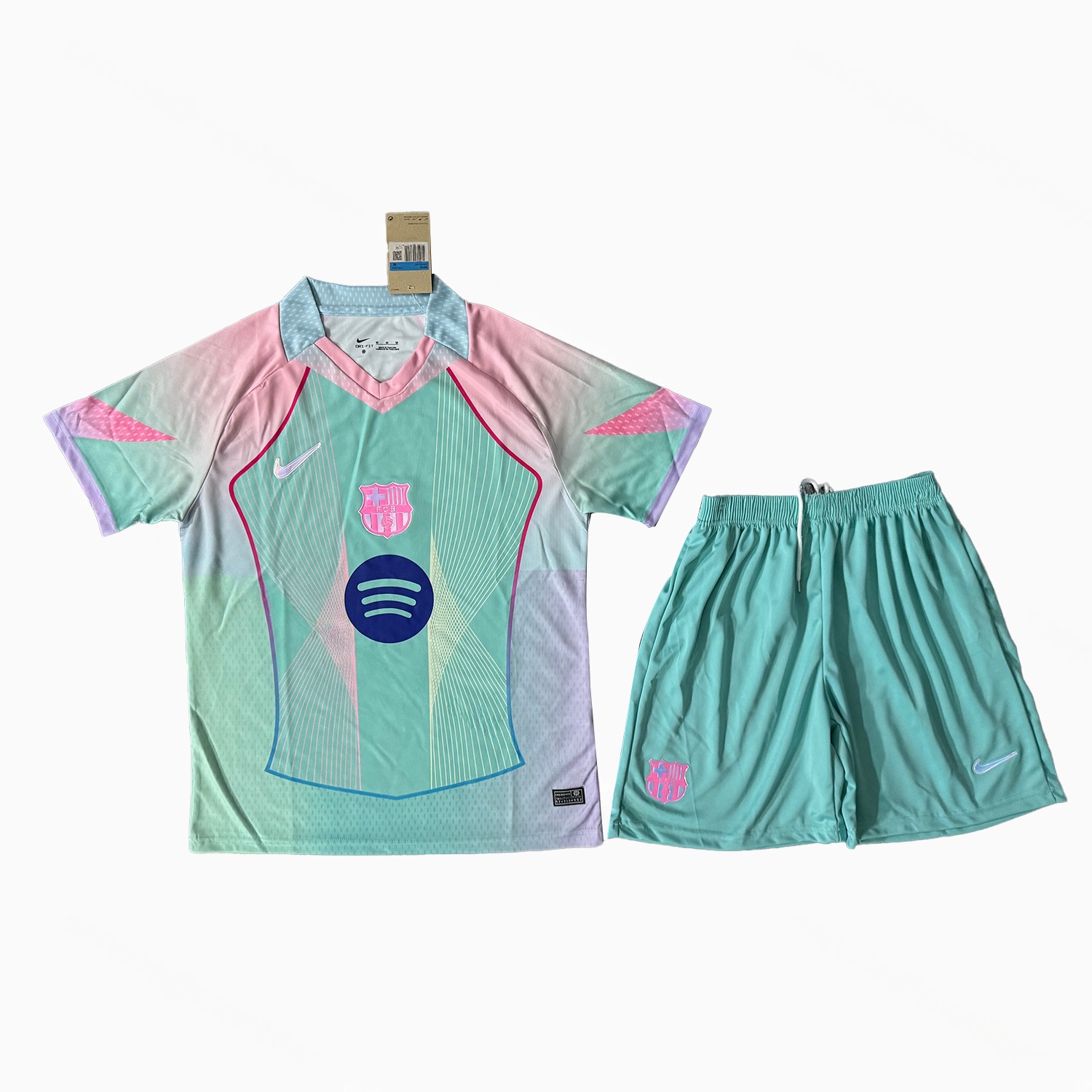 Barcelona 25-26 T90 Light Green Special Men's Adult Jersey Set - Fans Version - Unitedfutballjersey