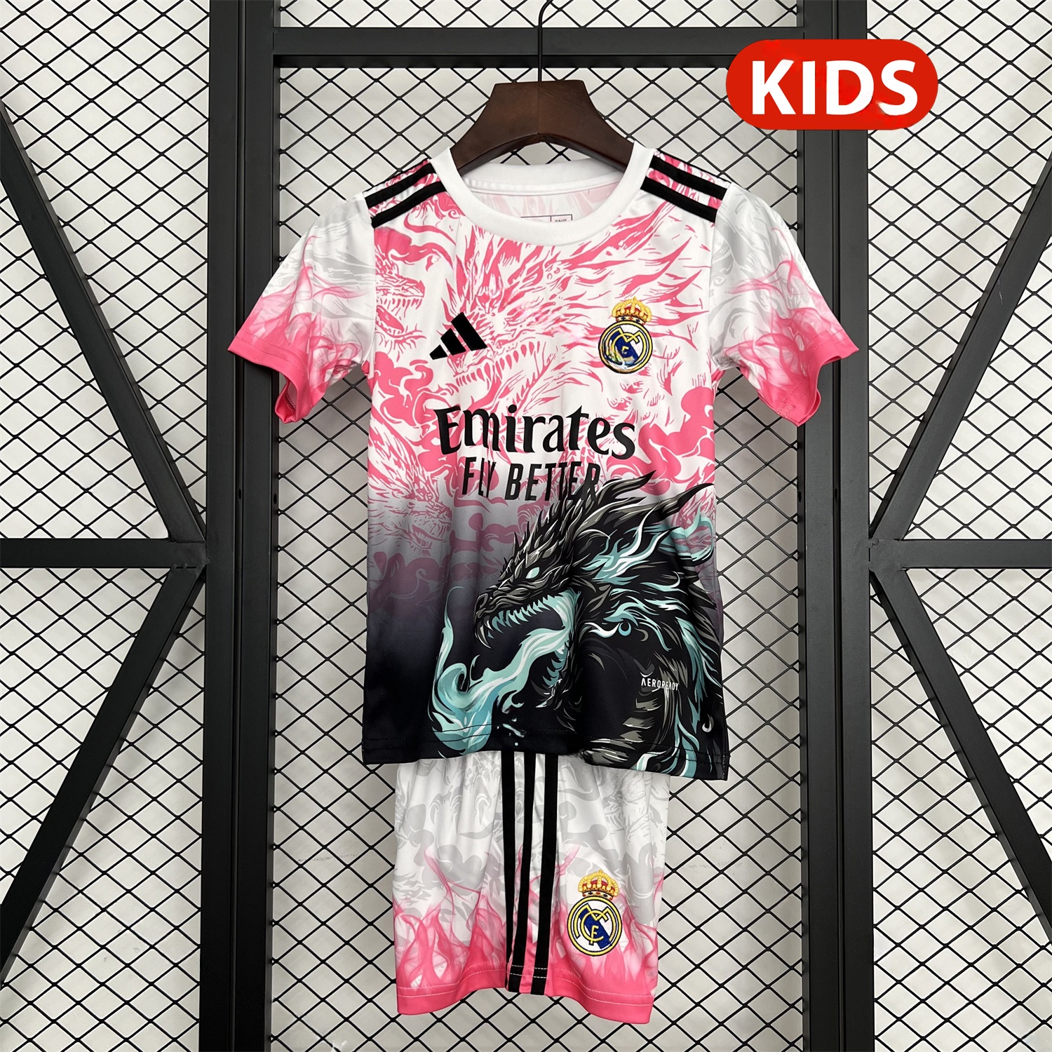 Real Madrid 25-26 Dragon Pink And Black Special Kids Kit - Unitedfutballjersey