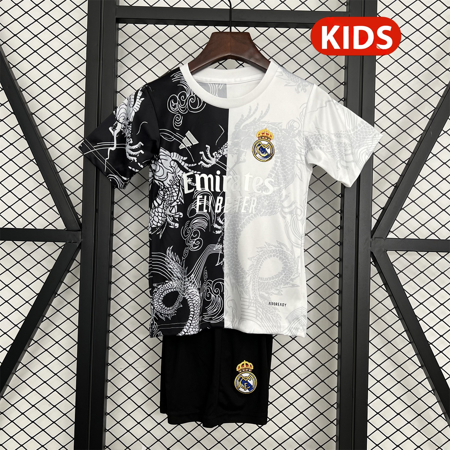 Real Madrid 25-26 Dragon White And Black Special Kids Kit - Unitedfutballjersey