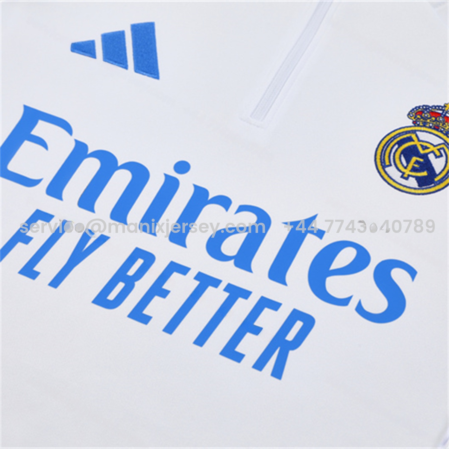 Real Madrid 25-26 Kids Long Sleeve Training Set - White Top & Blue Pants - Unitedfutballjersey