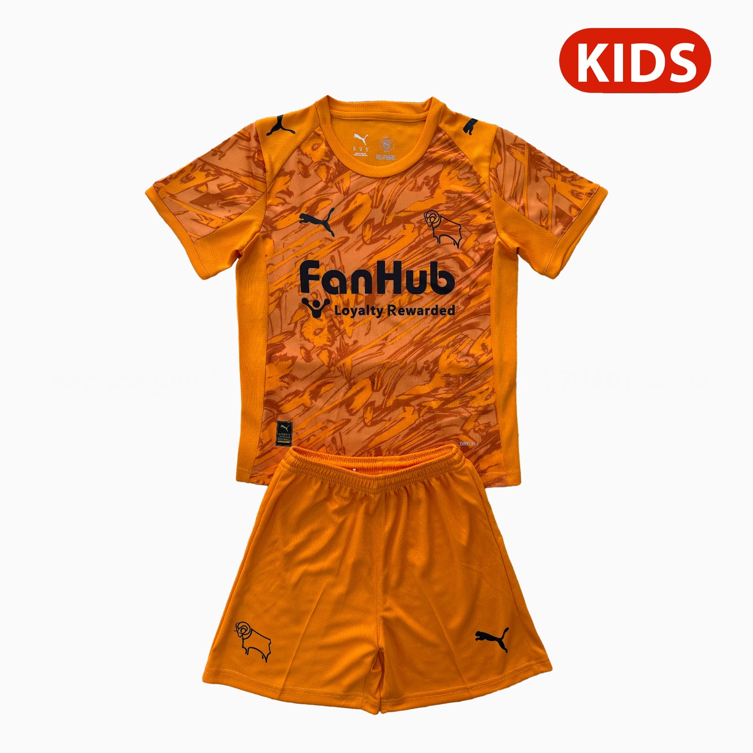 Derby County 25-26 Orange Goalkeeper Kids Kit - Unitedfutballjersey