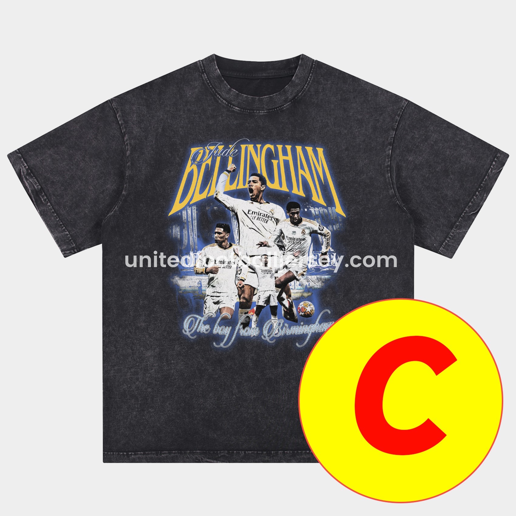 Bellingham Real Madrid England 24-25 25-26 Oversized Washed T-Shirt - Unitedfutballjersey