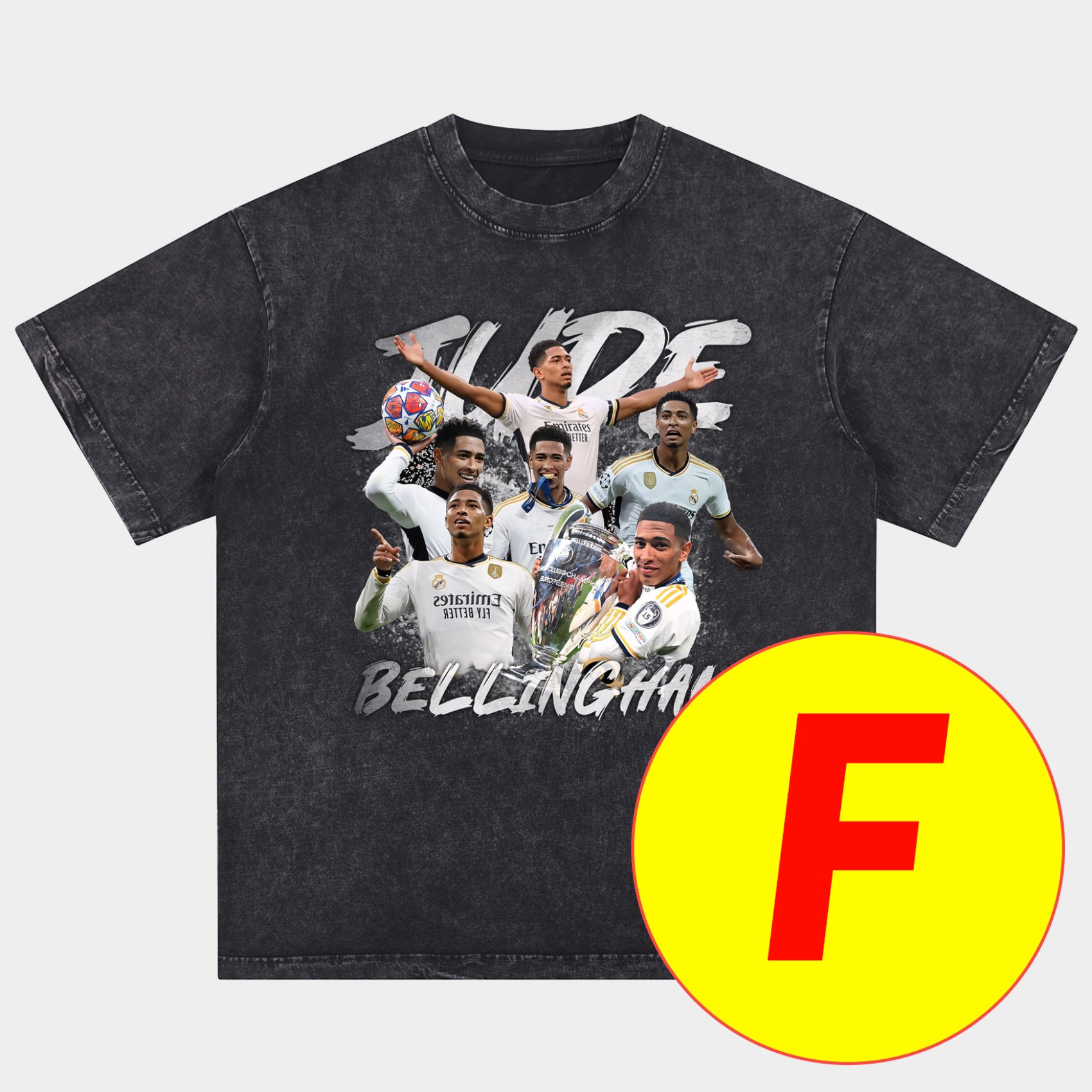 Bellingham Real Madrid England 24-25 25-26 Oversized Washed T-Shirt - Unitedfutballjersey