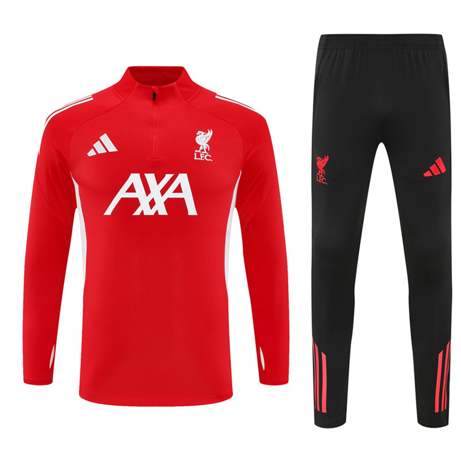 Liver.pool 25-26 Long Sleeve Training Set - Red Top & Black Pants - Unitedfutballjersey