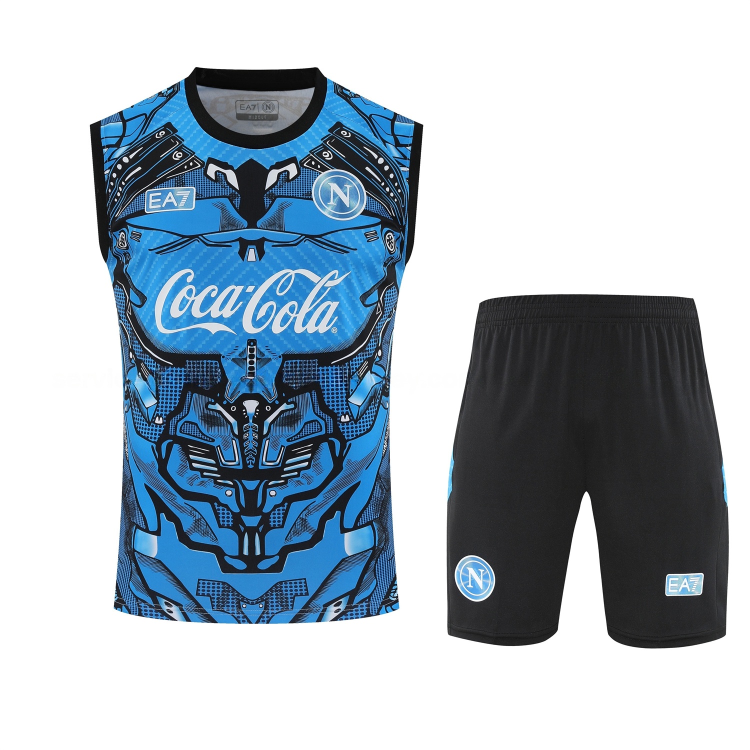 Napoli 25-26 Vest Training Set - Blue Mecha Vest & Black Shorts - Unitedfutballjersey