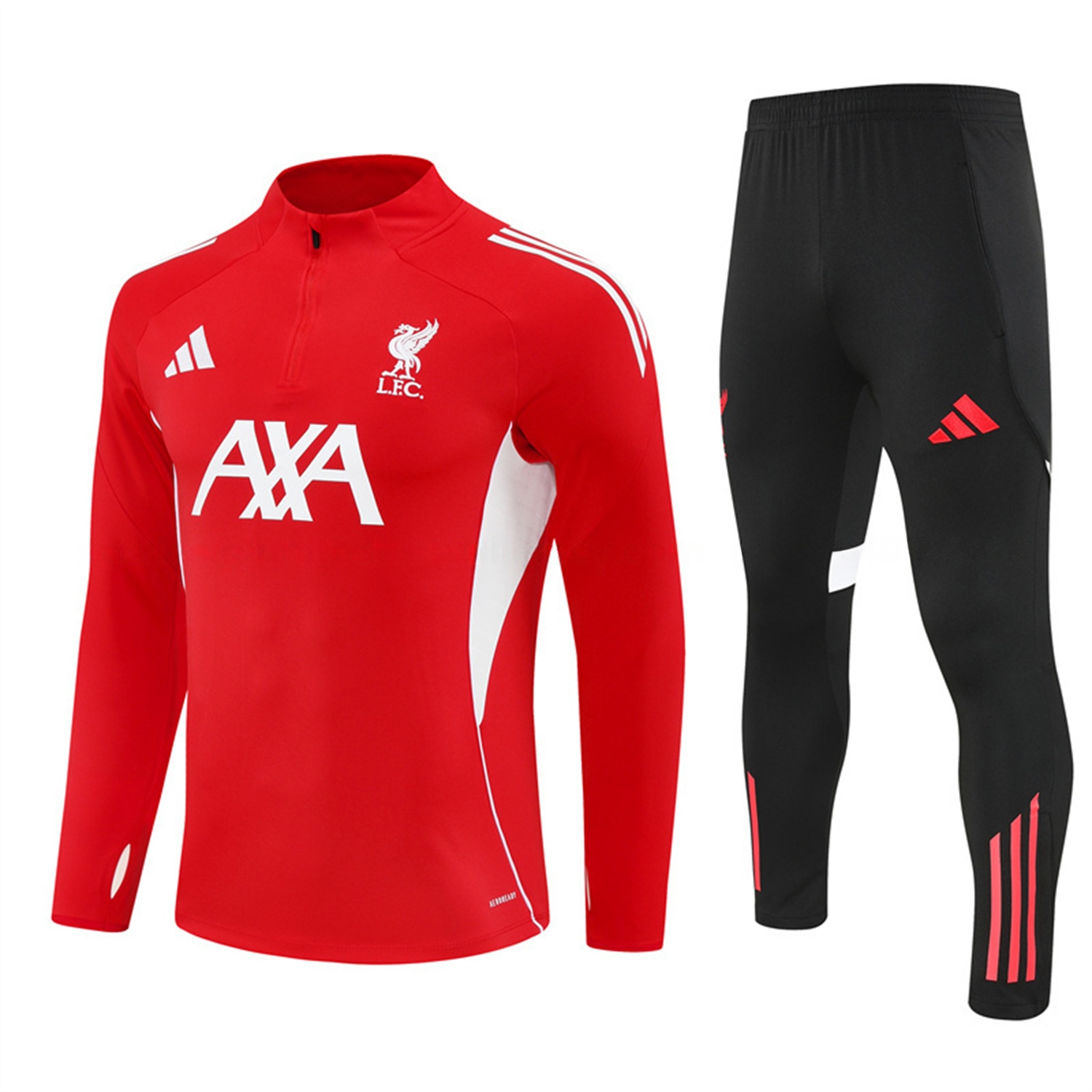Liver.pool 25-26 Long Sleeve Training Set - Red Top & Black Pants - Unitedfutballjersey