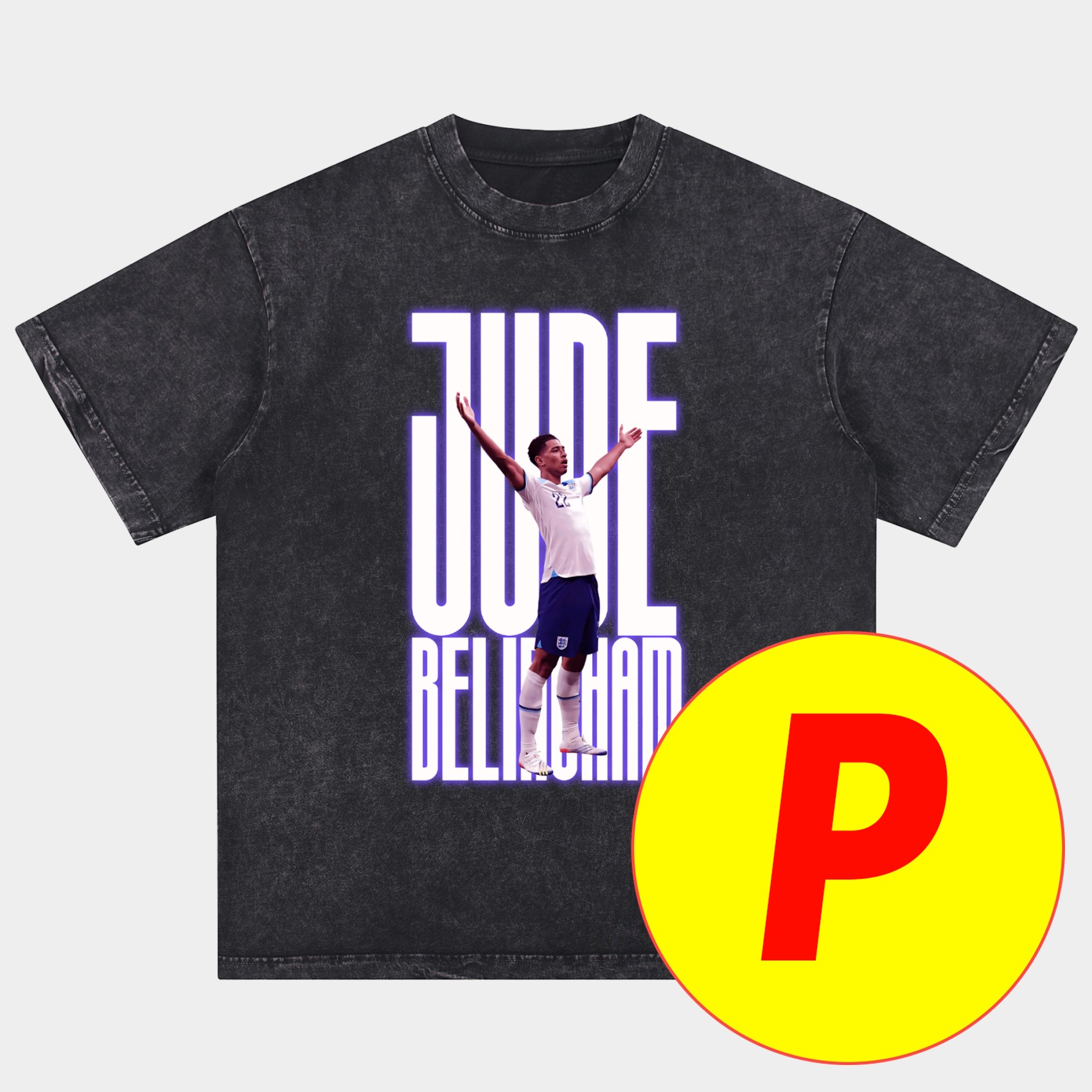 Bellingham Real Madrid England 24-25 25-26 Oversized Washed T-Shirt - Unitedfutballjersey