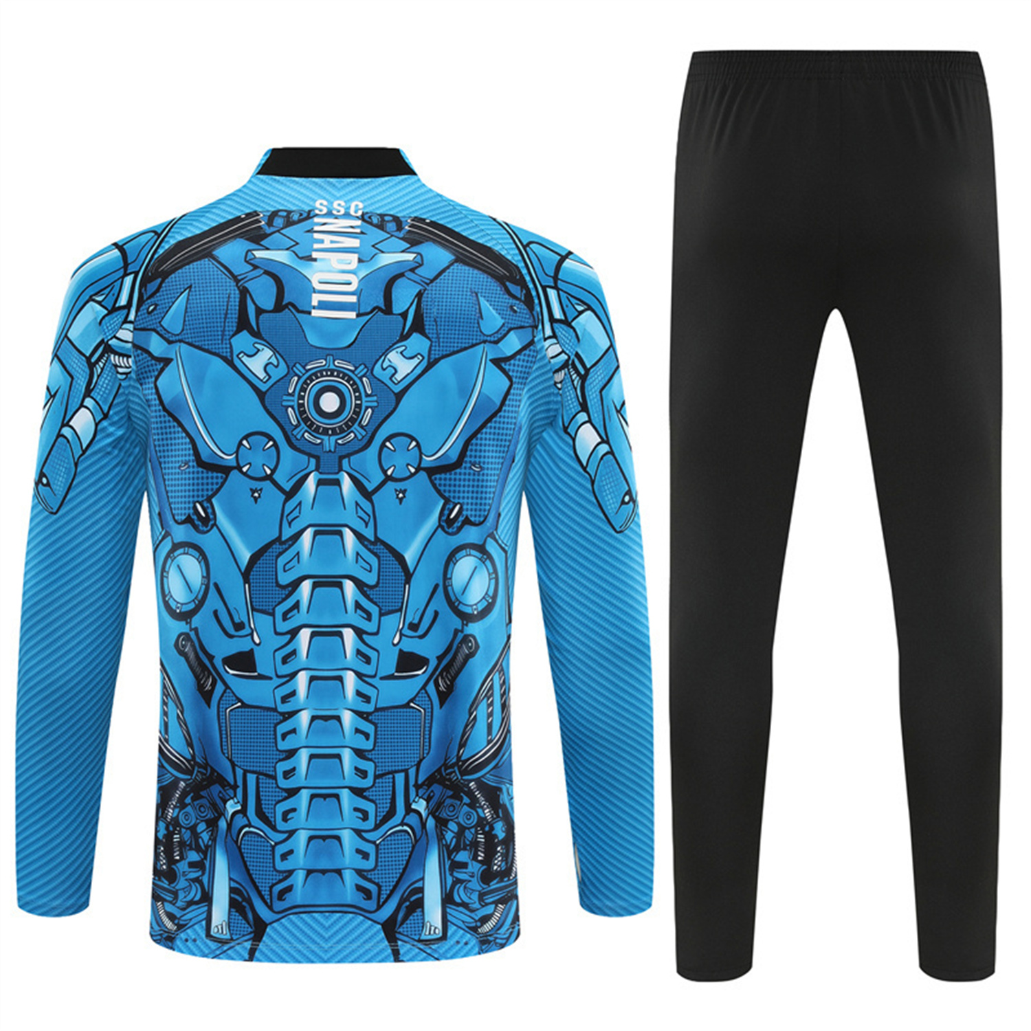 Napoli 25-26 Kids Long Sleeve Training Set - Blue Mecha Top & Black Pants - Unitedfutballjersey