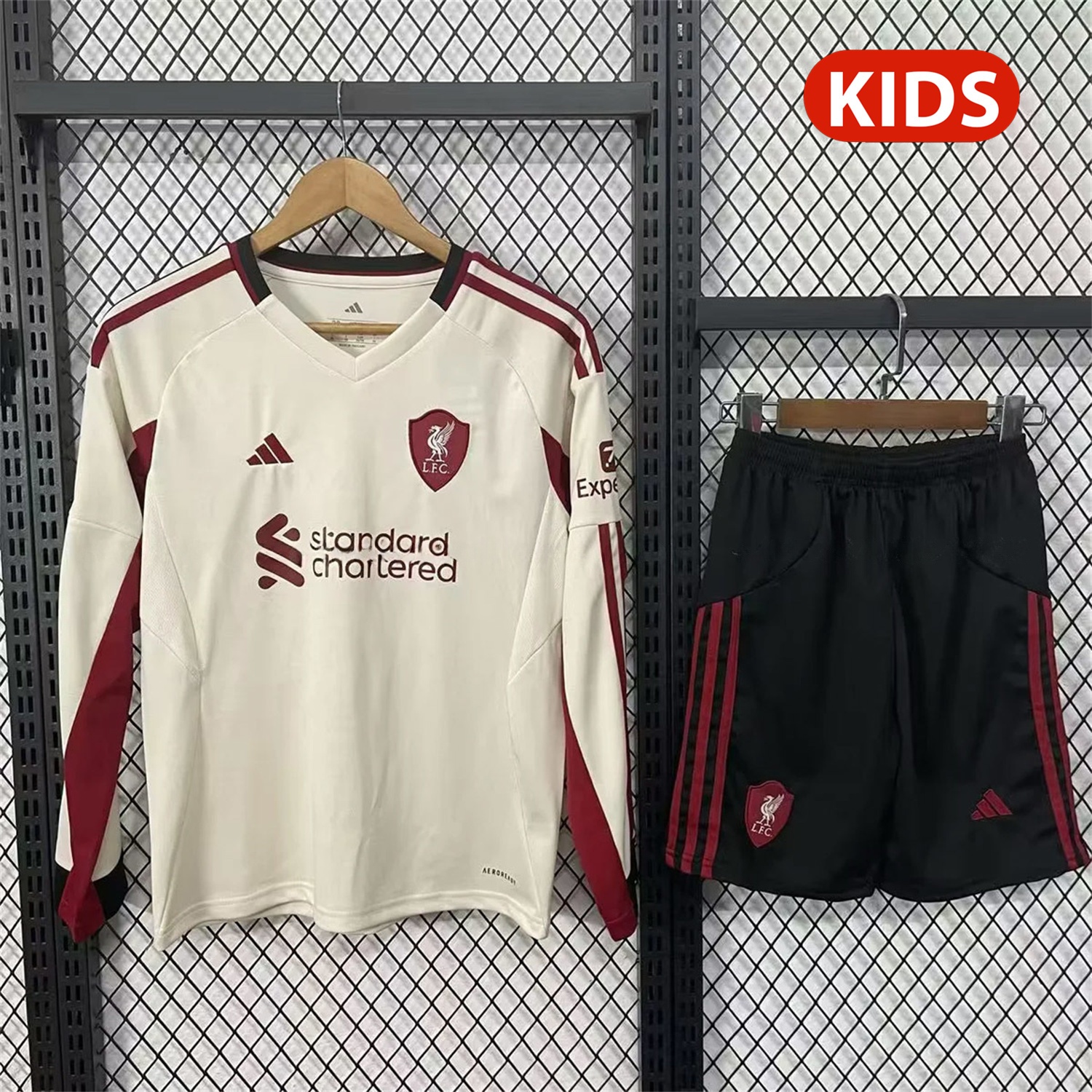 Liver.pool 25-26 Away White Long Sleeves Kids Kit - Unitedfutballjersey