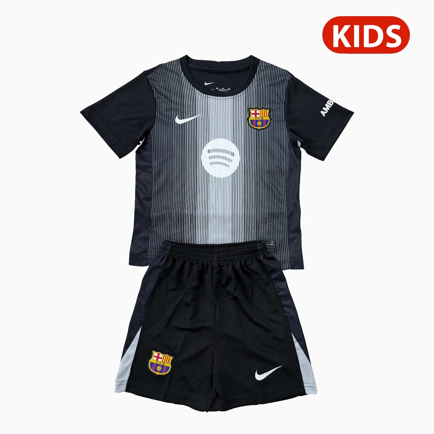 Barcelona 25-26 Black Goalkeeper Kids Kit - Unitedfutballjersey