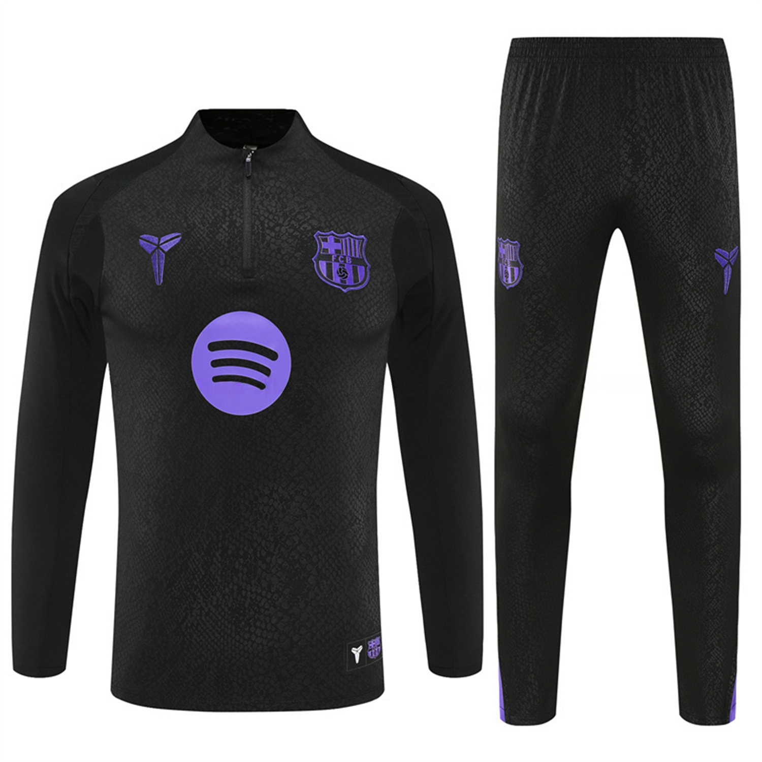 Barcelona 25-26 X KB Long Sleeve Training Set - Black Top & Black Pants - Unitedfutballjersey