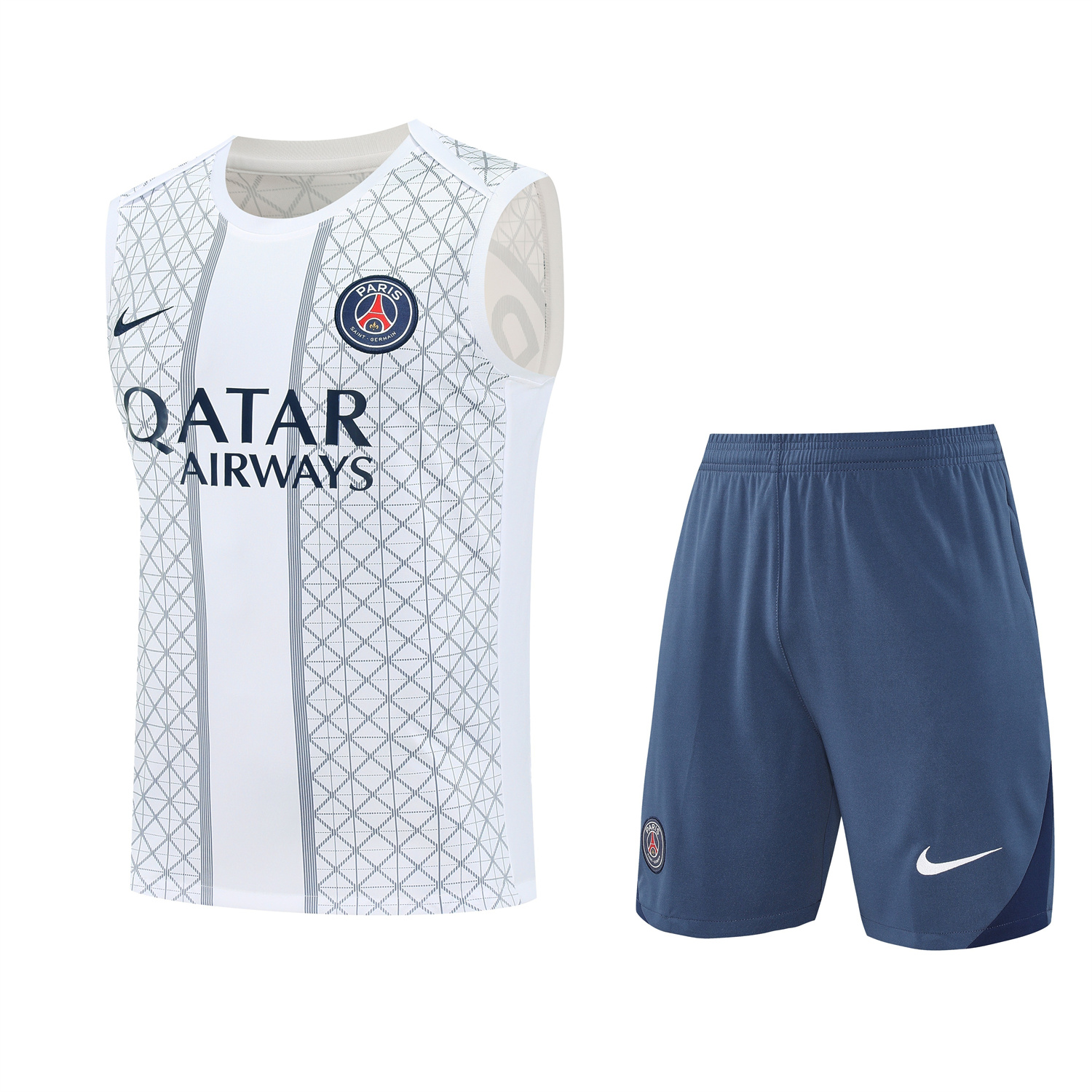 Paris Saint-Germain PSG 25-26 Vest Training Set - White Vest & Deep Blue Shorts - Unitedfutballjersey