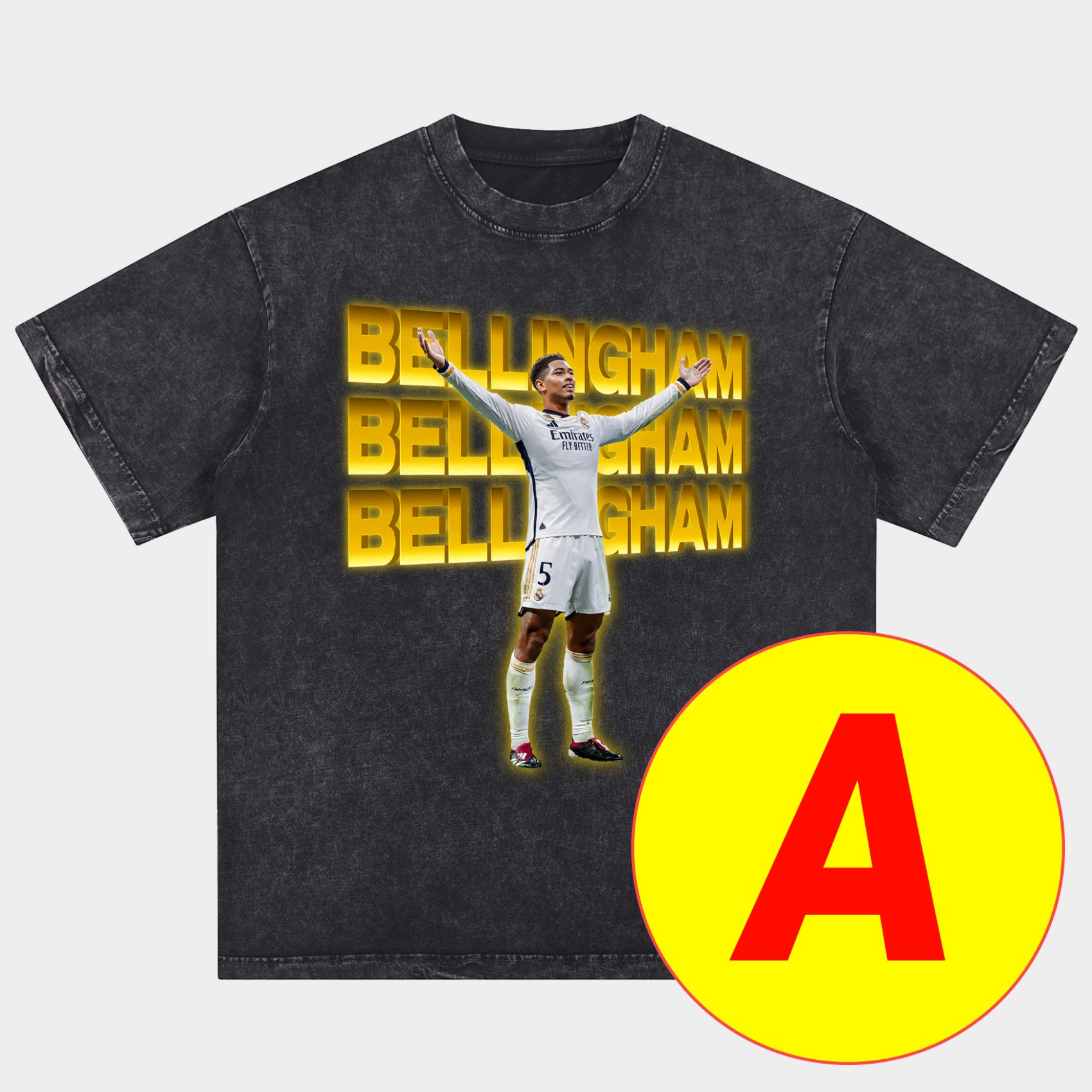 Bellingham Real Madrid England 24-25 25-26 Oversized Washed T-Shirt - Unitedfutballjersey