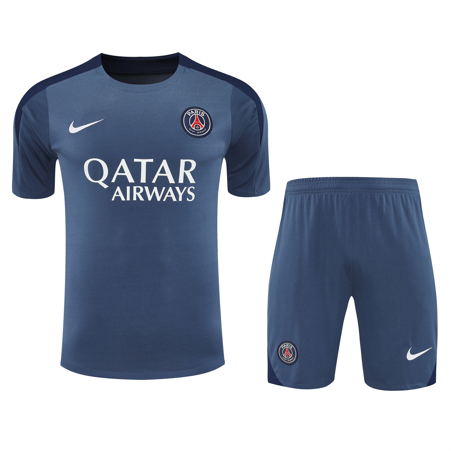 Paris Saint-Germain PSG 25-26 Short-Sleeve Training Set - Deep Blue Top & Deep Blue Shorts - Unitedfutballjersey