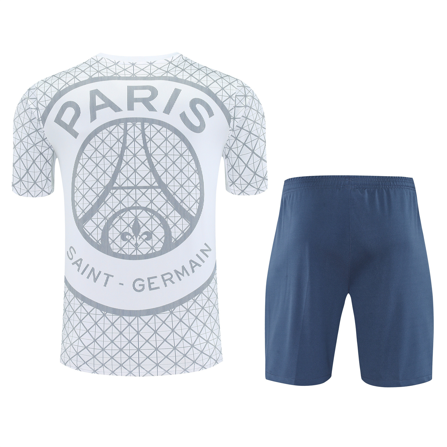 Paris Saint-Germain PSG 25-26 Short-Sleeve Training Set - White Top & Deep Blue Shorts - Unitedfutballjersey
