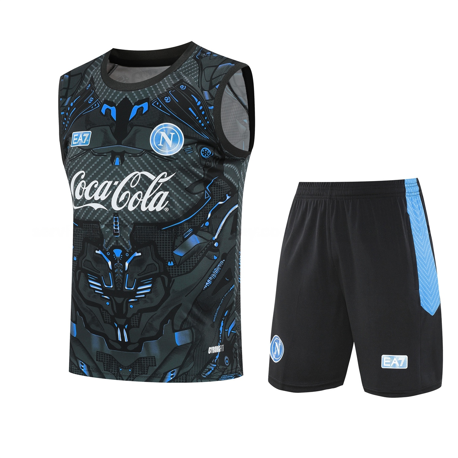 Napoli 25-26 Vest Training Set - Black Mecha Vest & Black Shorts - Unitedfutballjersey