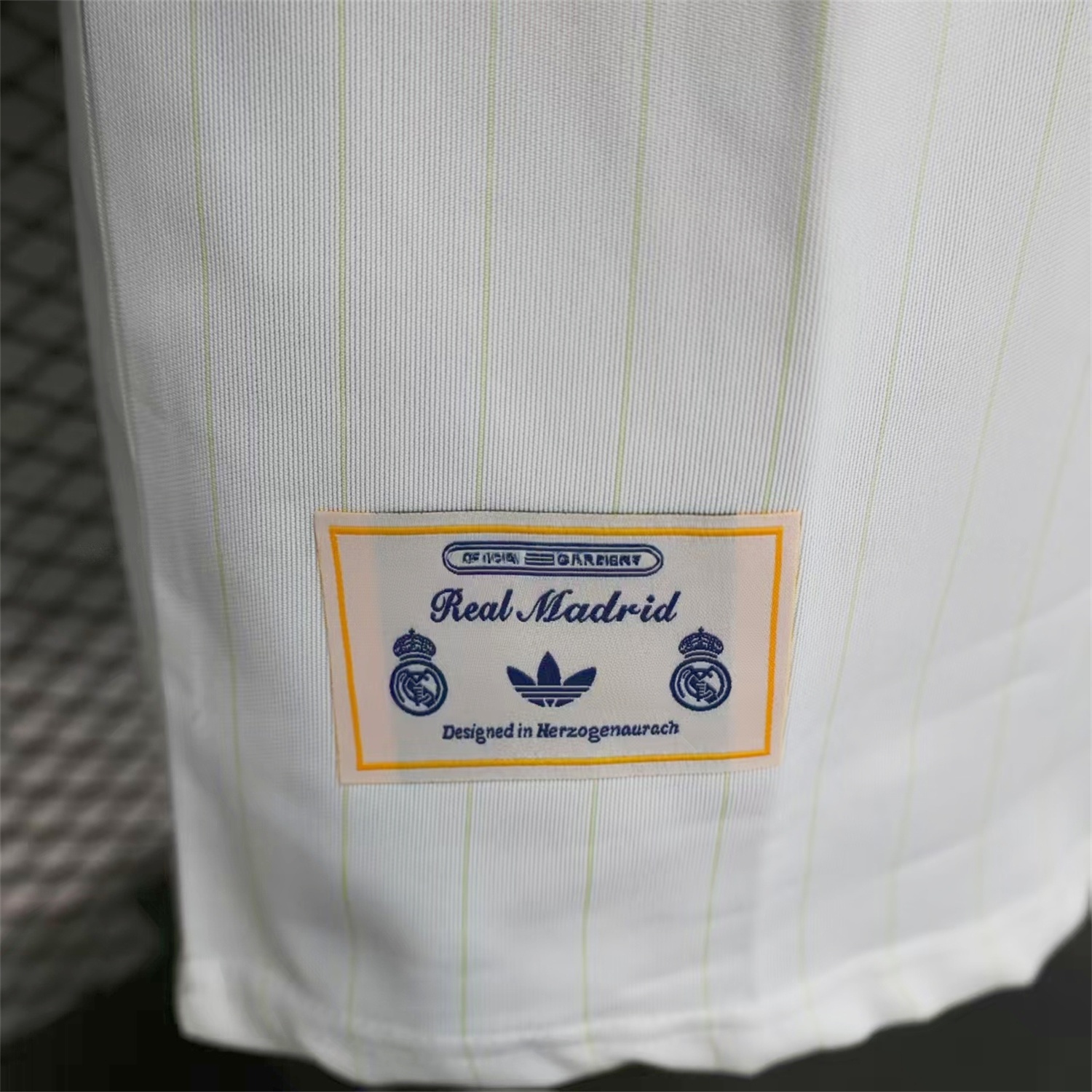 Real Madrid 25-26 Trefoil Blue Lines White Travel Jersey - Player Version - Unitedfutballjersey