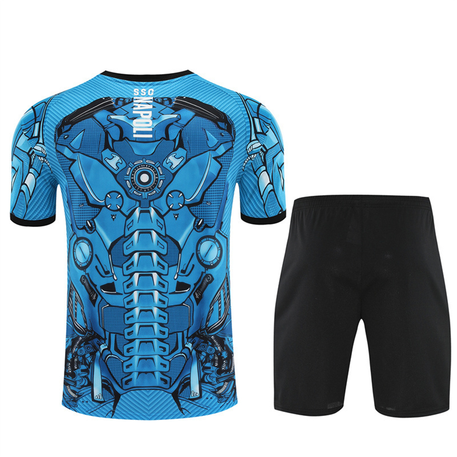 Napoli 25-26 Short-Sleeve Training Set - Blue Mecha Top & Black Shorts - Unitedfutballjersey
