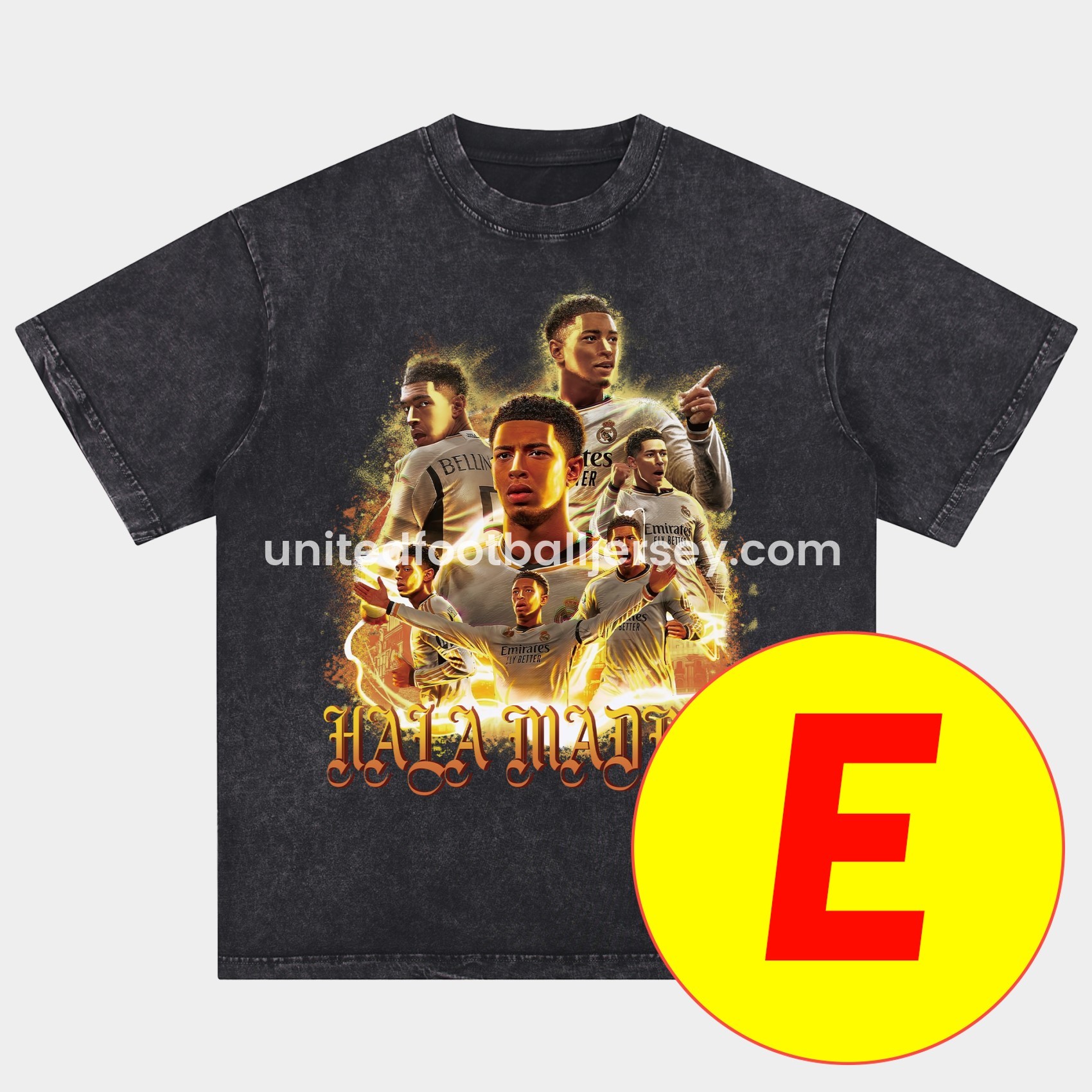 Bellingham Real Madrid England 24-25 25-26 Oversized Washed T-Shirt - Unitedfutballjersey