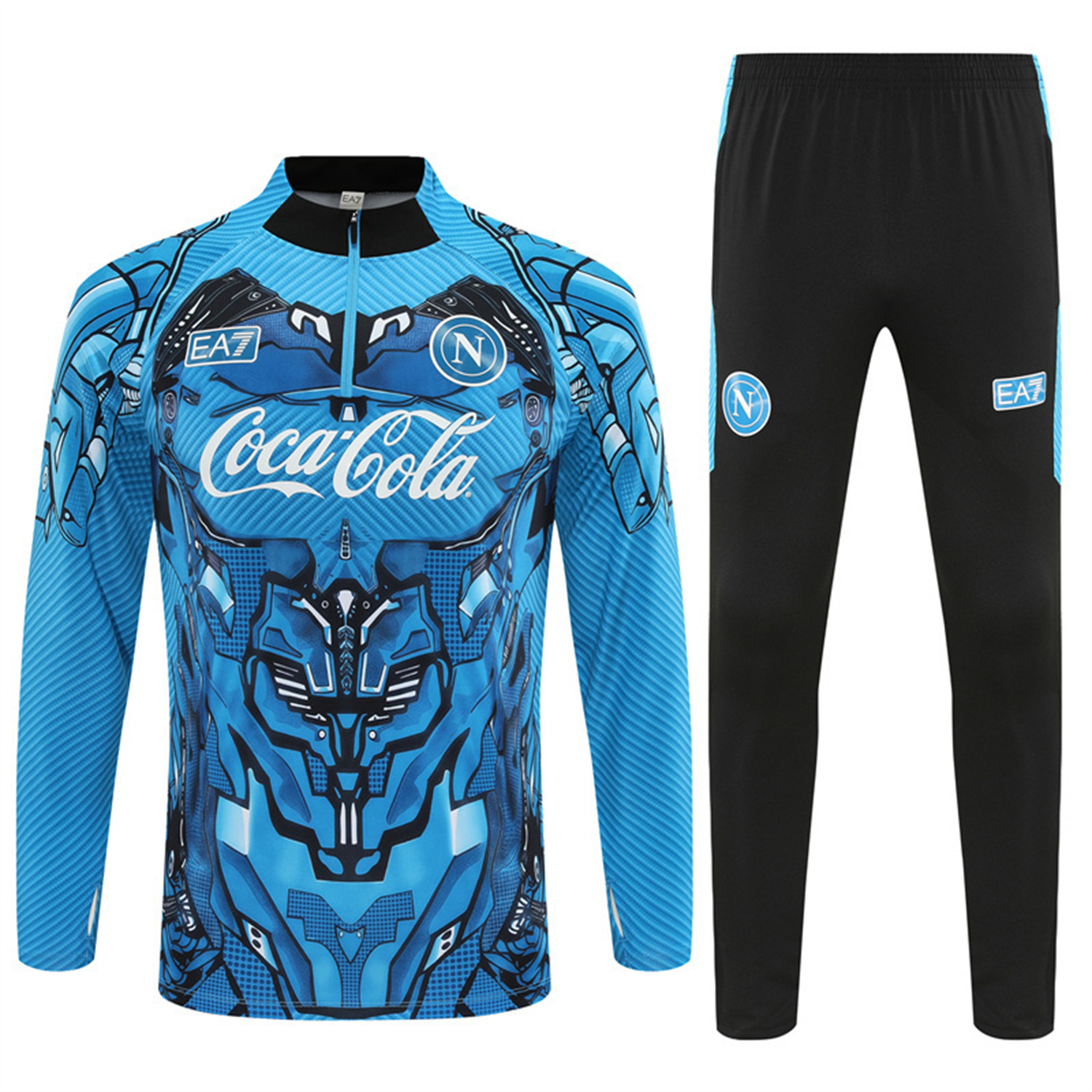 Napoli 25-26 Long Sleeve Training Set - Blue Mecha Top & Black Pants - Unitedfutballjersey