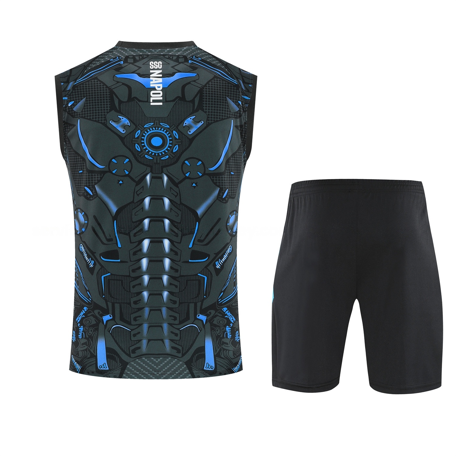 Napoli 25-26 Vest Training Set - Black Mecha Vest & Black Shorts - Unitedfutballjersey