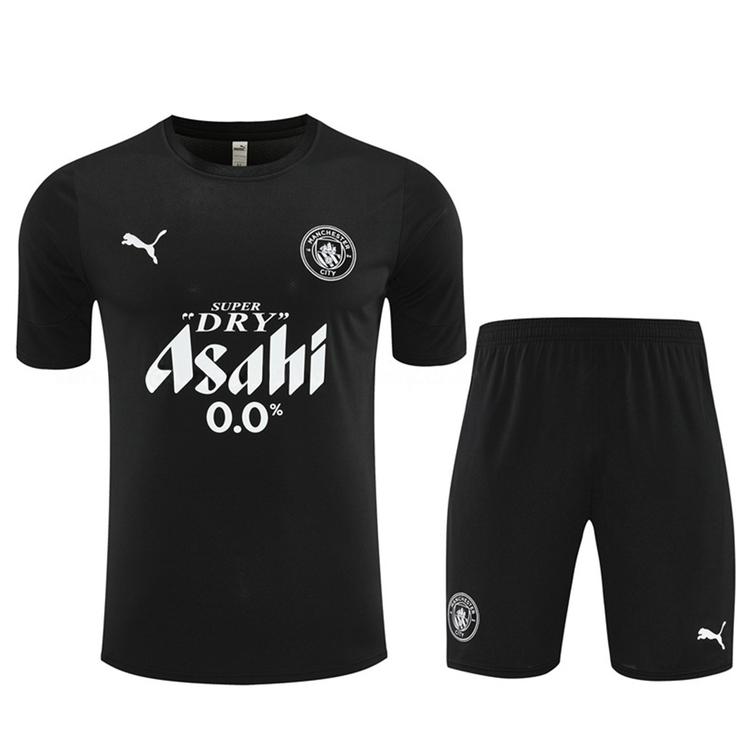 Manchester City 25-26 Kids Short-Sleeve Training Set - Black Top & Black Shorts - Unitedfutballjersey