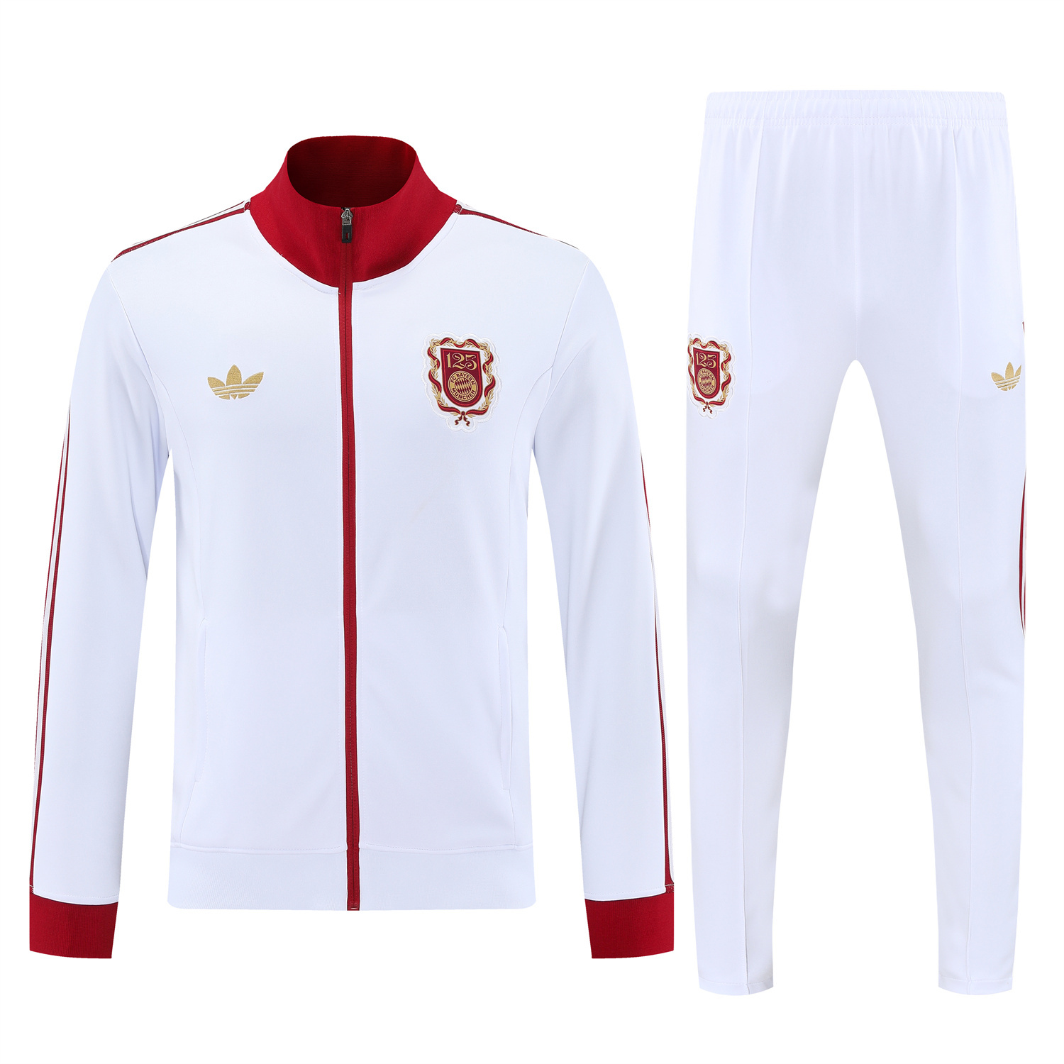 Bayern Munich 25-26 125th Anniversary Jacket Training Tracksuit - White Jackets & White Pants - Unitedfutballjersey