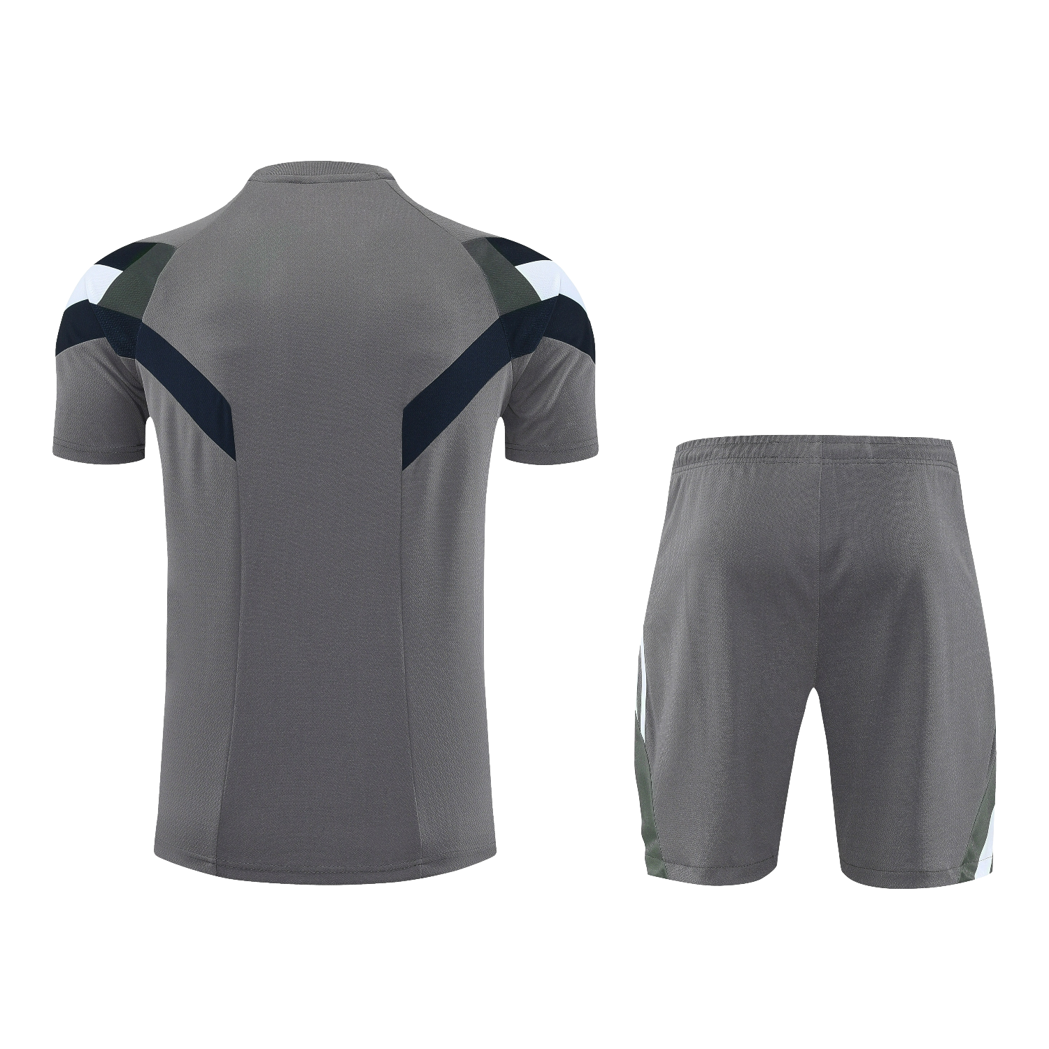 Real Madrid 25-26 Short-Sleeve Training Set With White Logo - Gray Top & Gray Shorts - Unitedfutballjersey