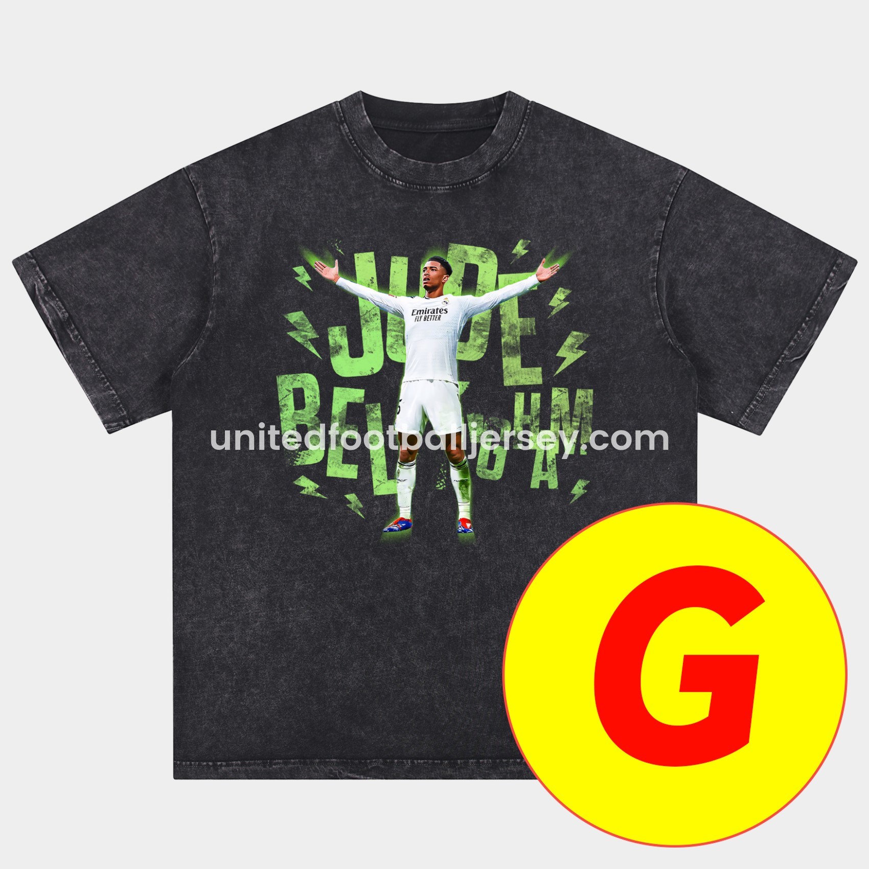 Bellingham Real Madrid England 24-25 25-26 Oversized Washed T-Shirt - Unitedfutballjersey