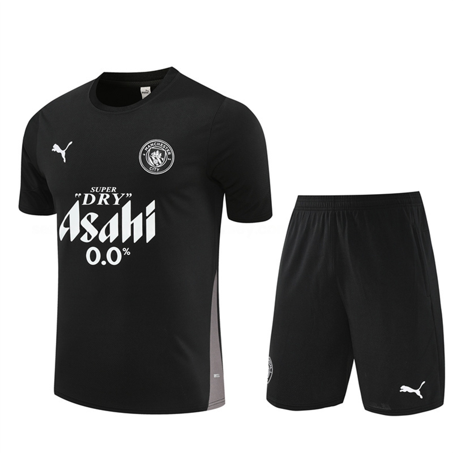 Manchester City 25-26 Short-Sleeve Training Set - Black Top & Black Shorts - Unitedfutballjersey