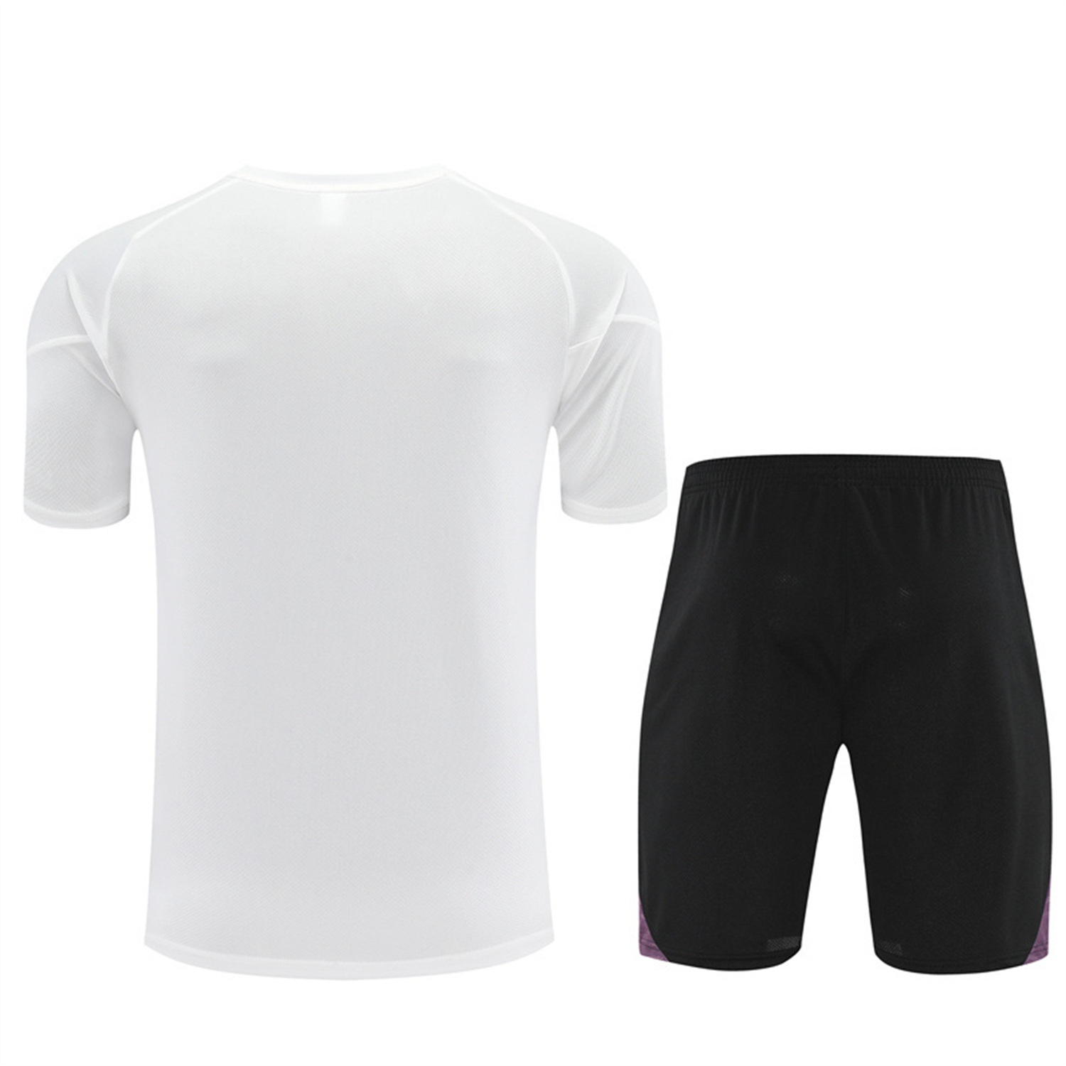 Manchester United 25-26 Kids Short-Sleeve Training Set - White Purple Top & Black Shorts - Unitedfutballjersey