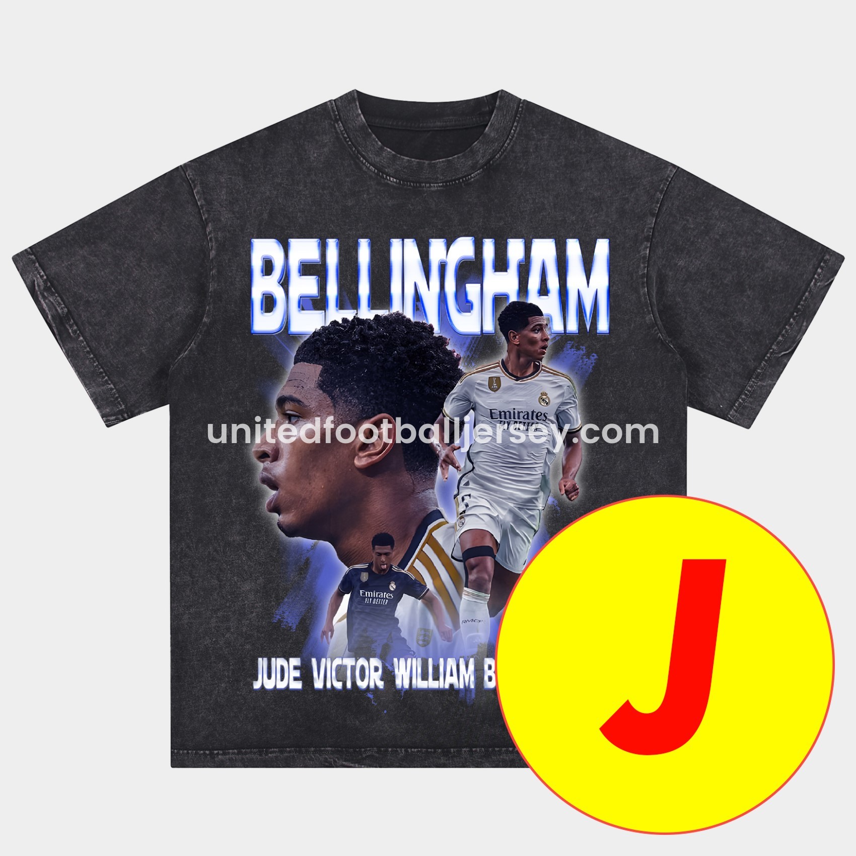 Bellingham Real Madrid England 24-25 25-26 Oversized Washed T-Shirt - Unitedfutballjersey