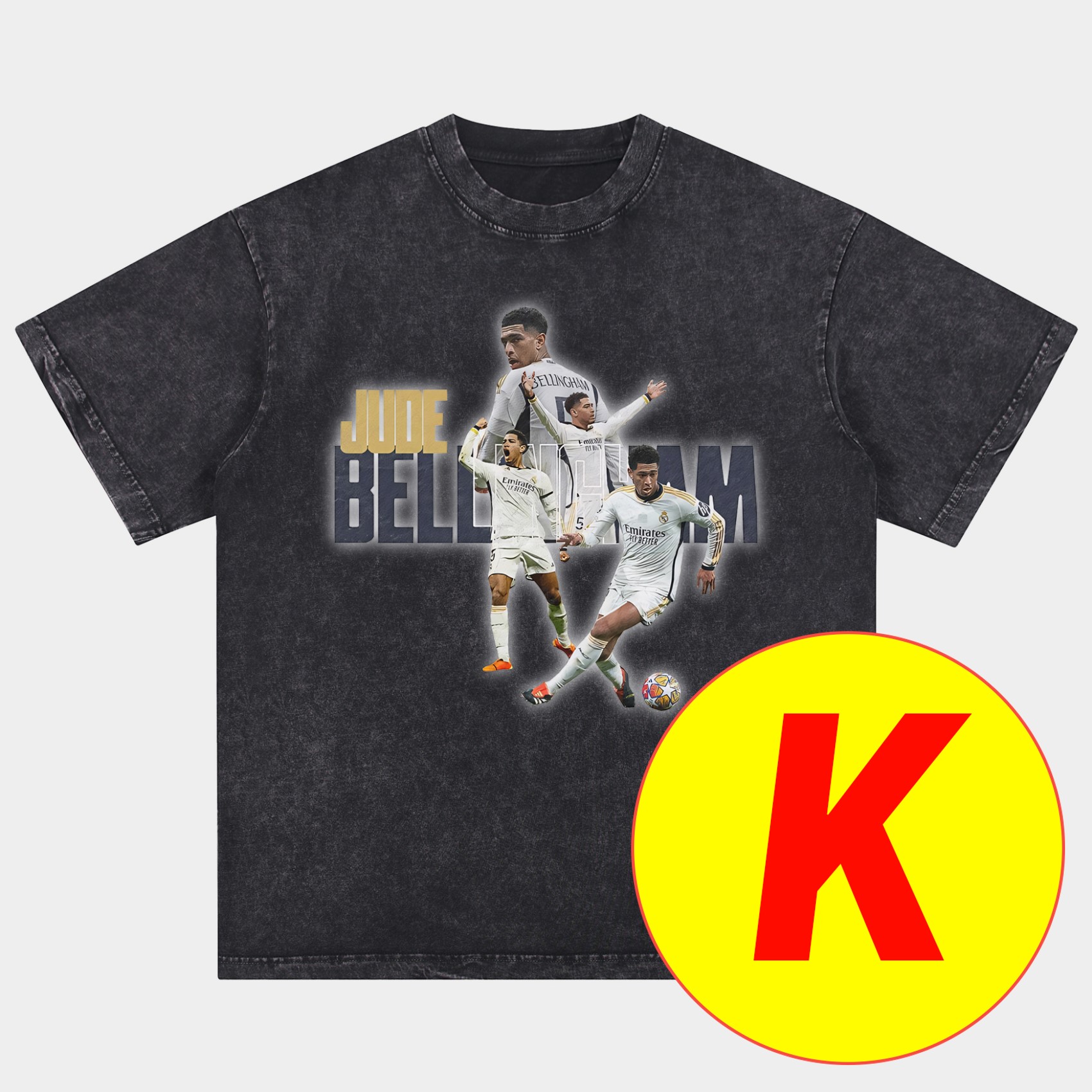 Bellingham Real Madrid England 24-25 25-26 Oversized Washed T-Shirt - Unitedfutballjersey