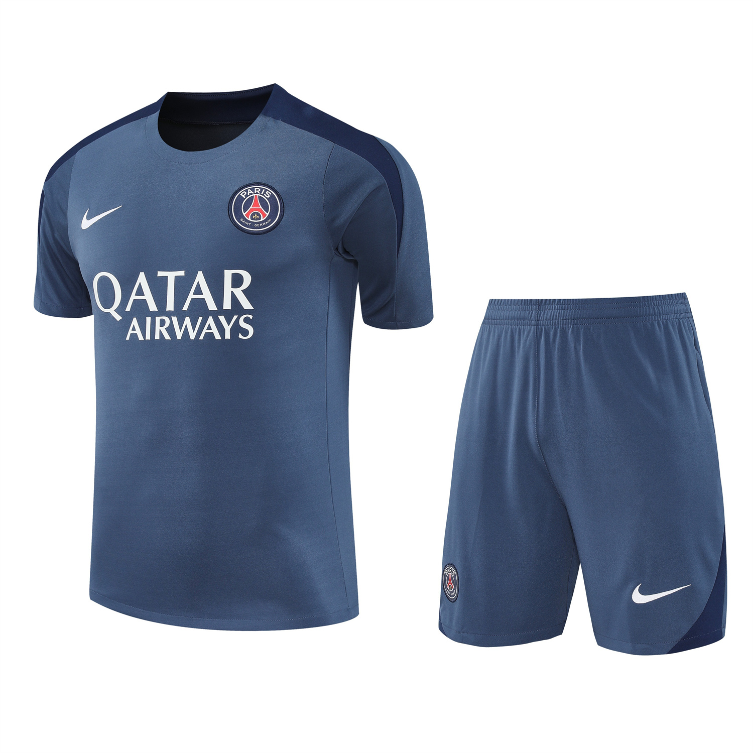 Paris Saint-Germain PSG 25-26 Short-Sleeve Training Set - Deep Blue Top & Deep Blue Shorts - Unitedfutballjersey