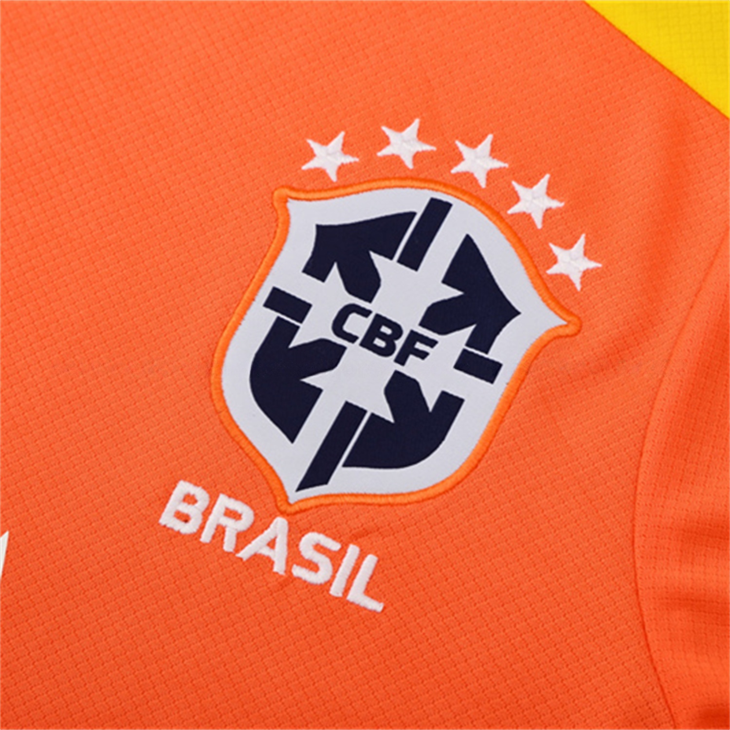 Brazil 25-26 Kids Short-Sleeve Training Set - Orange Top & Black Shorts - Unitedfutballjersey