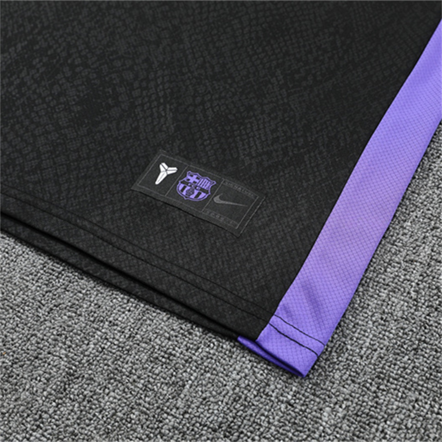 Barcelona 25-26 X KB Kids Short-Sleeve Training Set - Black Blue Top & Black Shorts - Unitedfutballjersey