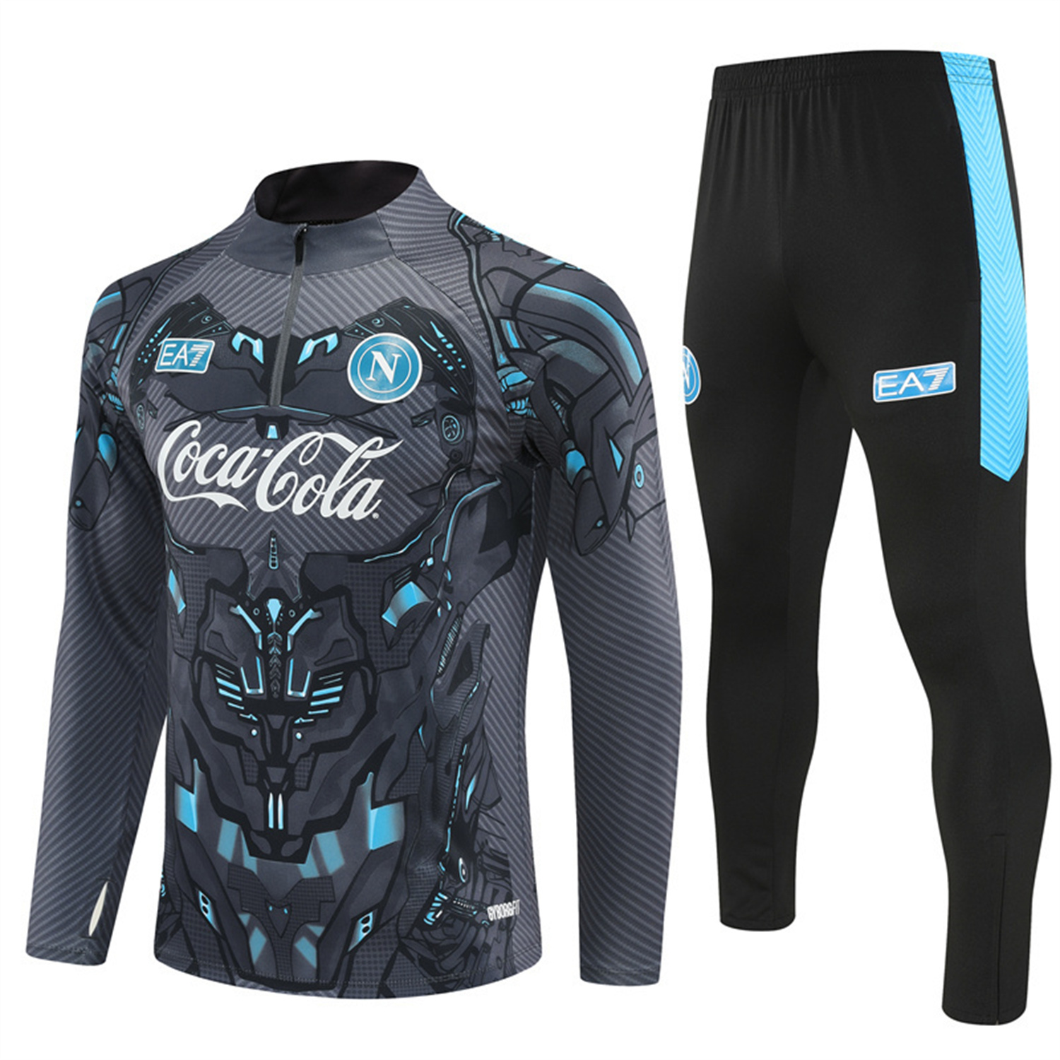 Napoli 25-26 Long Sleeve Training Set - Gray Mecha Top & Black Pants - Unitedfutballjersey
