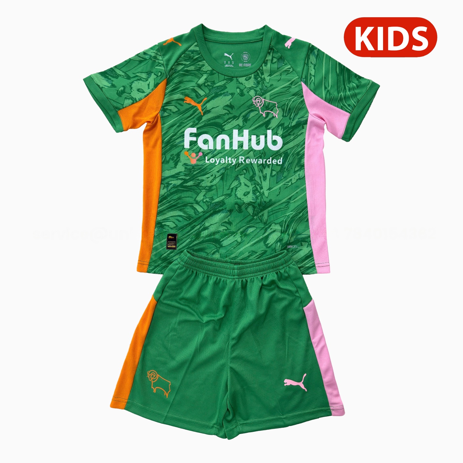 Derby County 25-26 Green Goalkeeper Kids Kit - Unitedfutballjersey