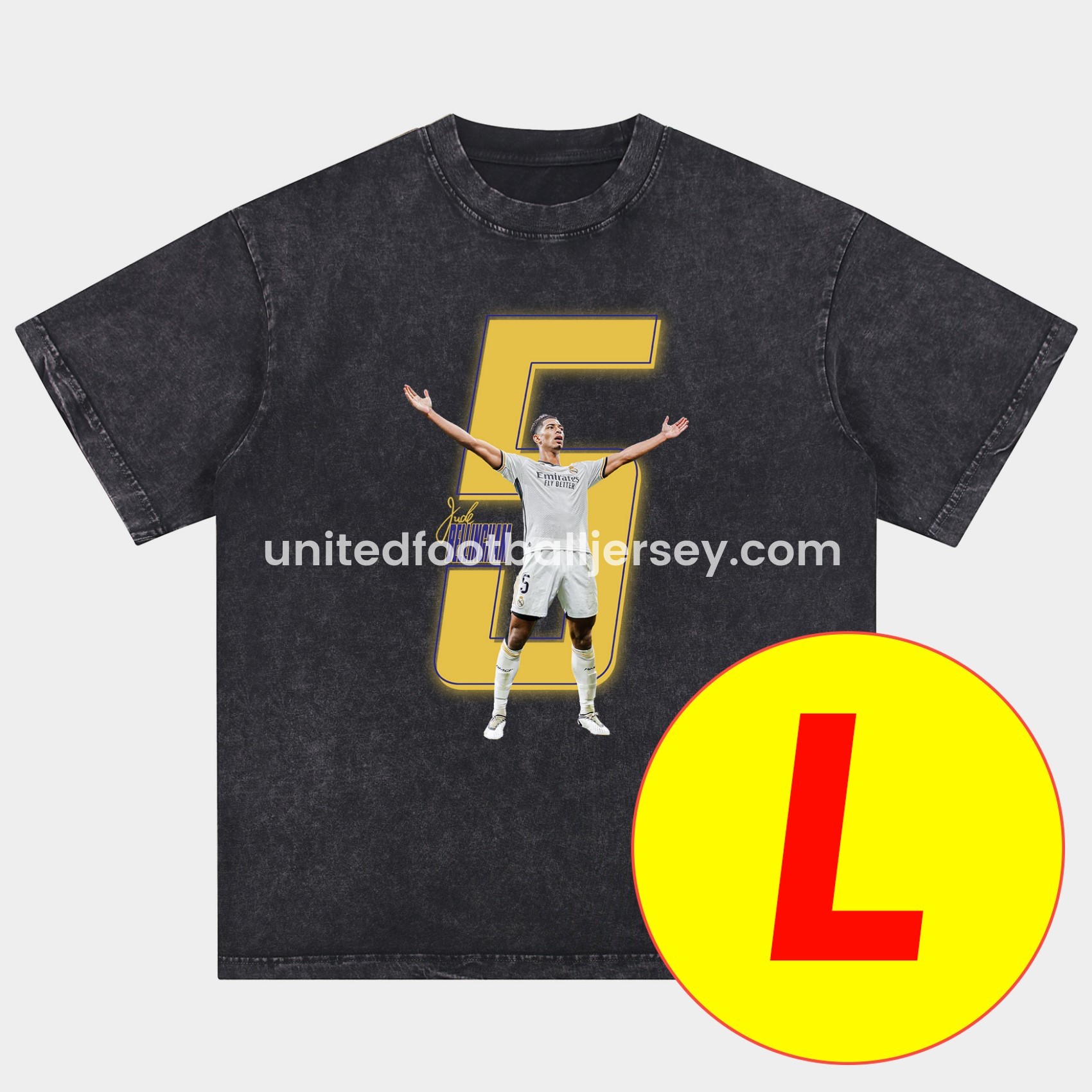 Bellingham Real Madrid England 24-25 25-26 Oversized Washed T-Shirt - Unitedfutballjersey