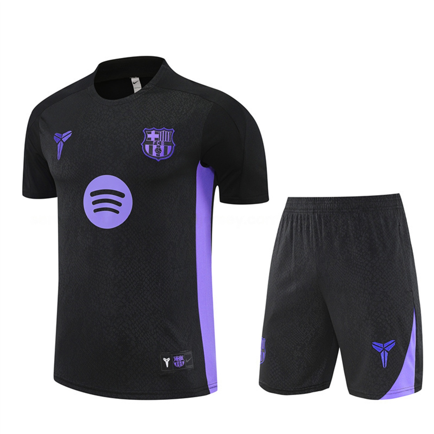 Barcelona 25-26 X KB Short-Sleeve Training Set - Black Blue Top & Black Shorts - Unitedfutballjersey