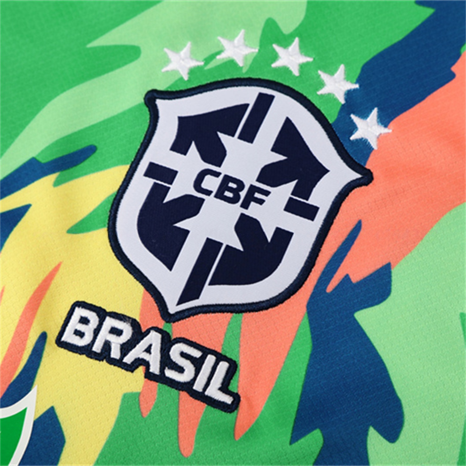 Brazil 25-26 Kids Short-Sleeve Training Set - Blue Green Camouflage Top & Blue Shorts - Unitedfutballjersey