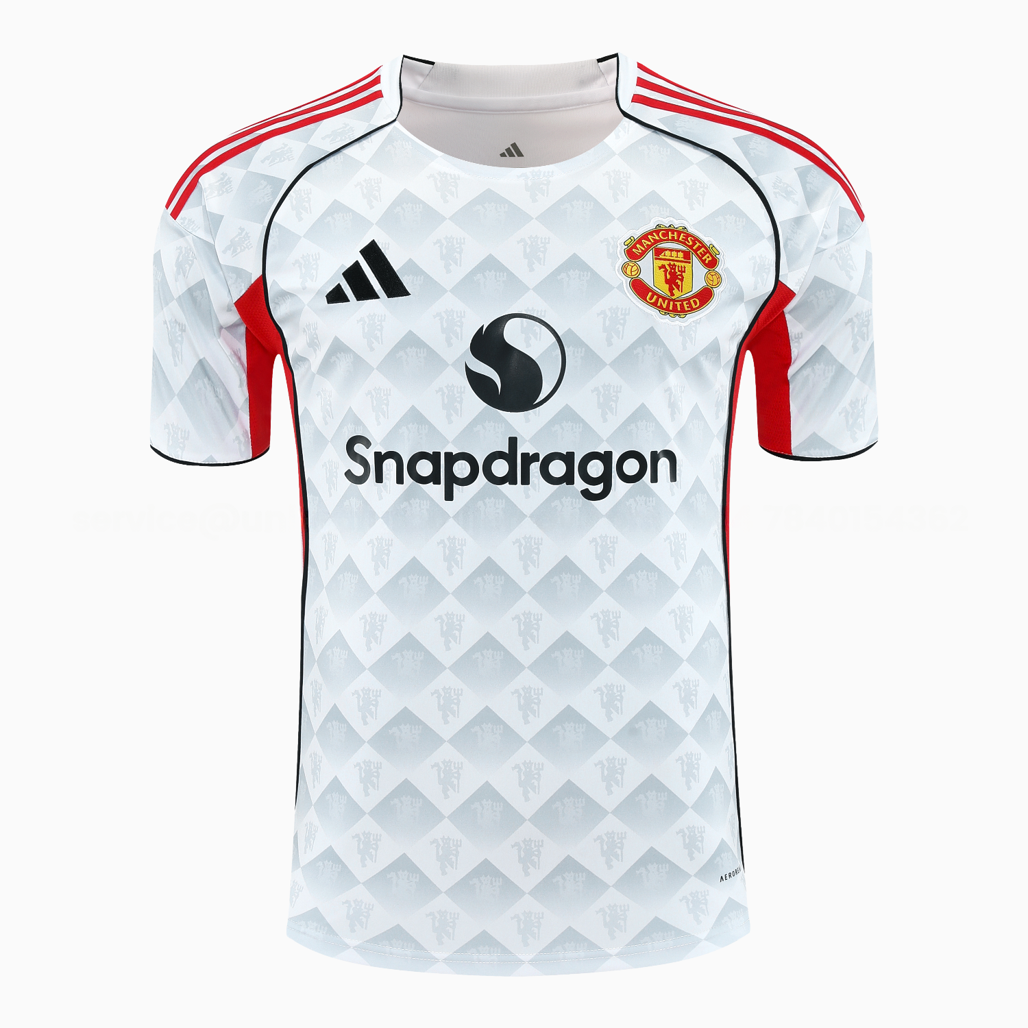 Manchester United 25-26 Short-Sleeve Training Set - Red Edge White Top & Black Shorts - Unitedfutballjersey