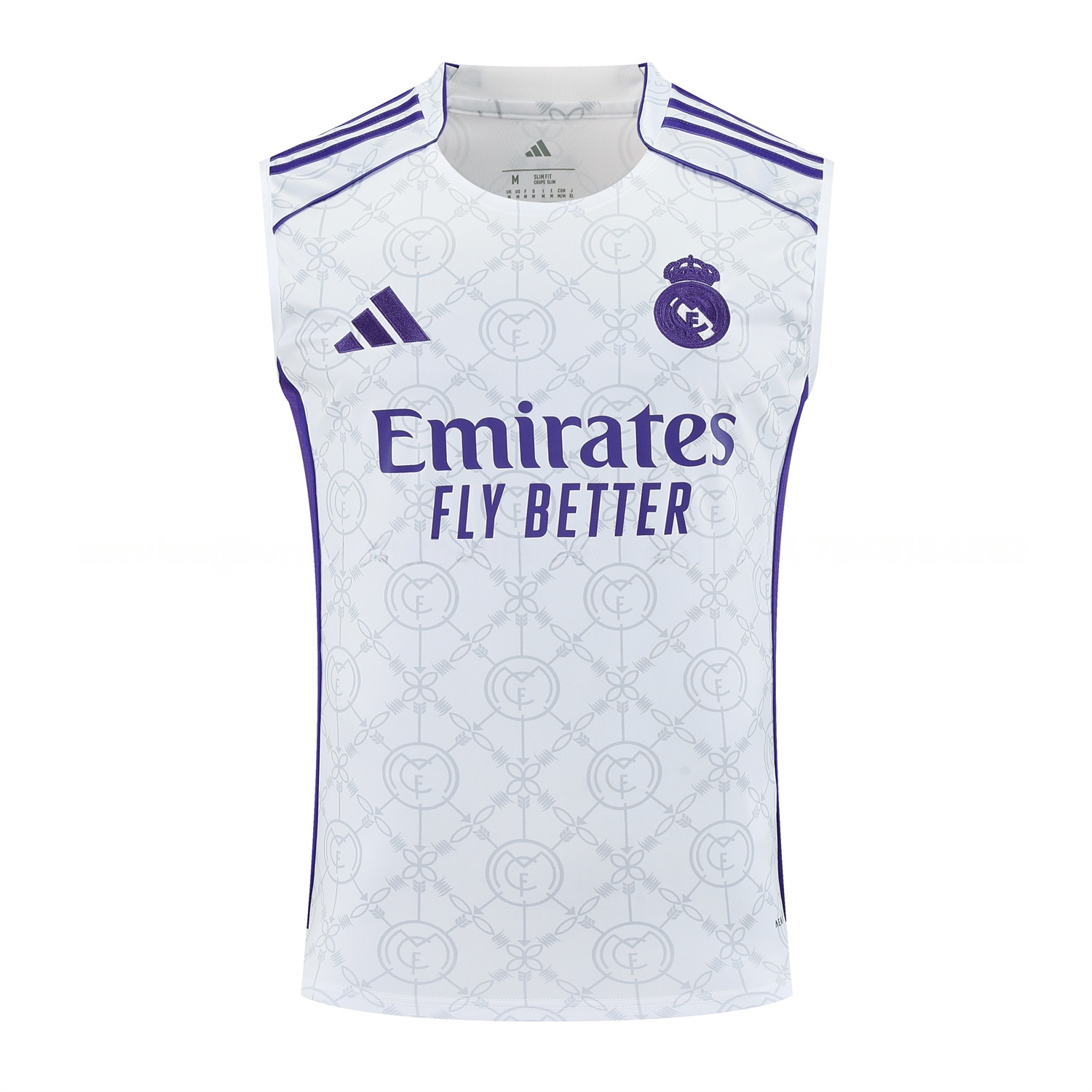 Real Madrid 25-26 Vest Training Set - Blue Edge White Vest & Black Shorts - Unitedfutballjersey