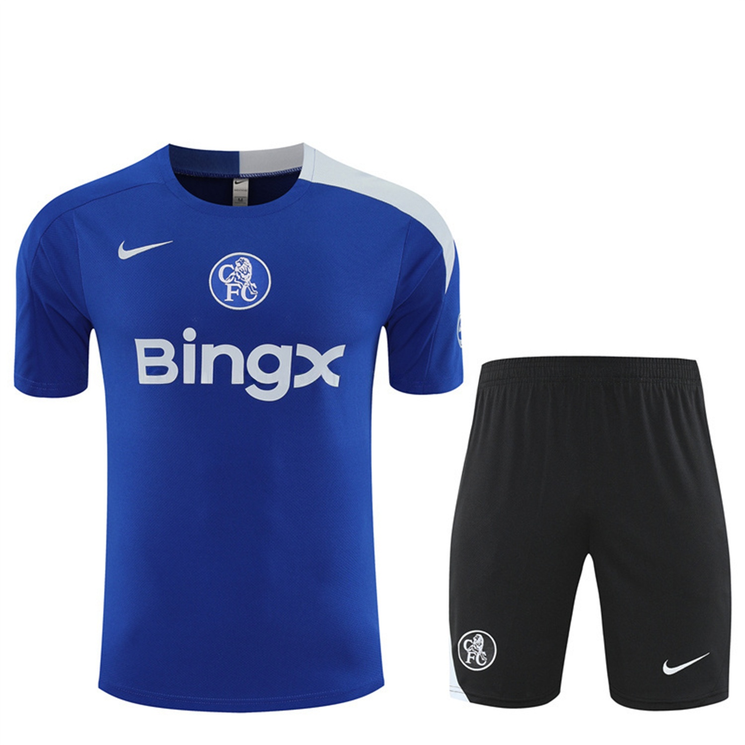 C.H.E.L.S.E.A 25-26 Kids Short-Sleeve Training Set - Blue Top & Black Shorts - Unitedfutballjersey