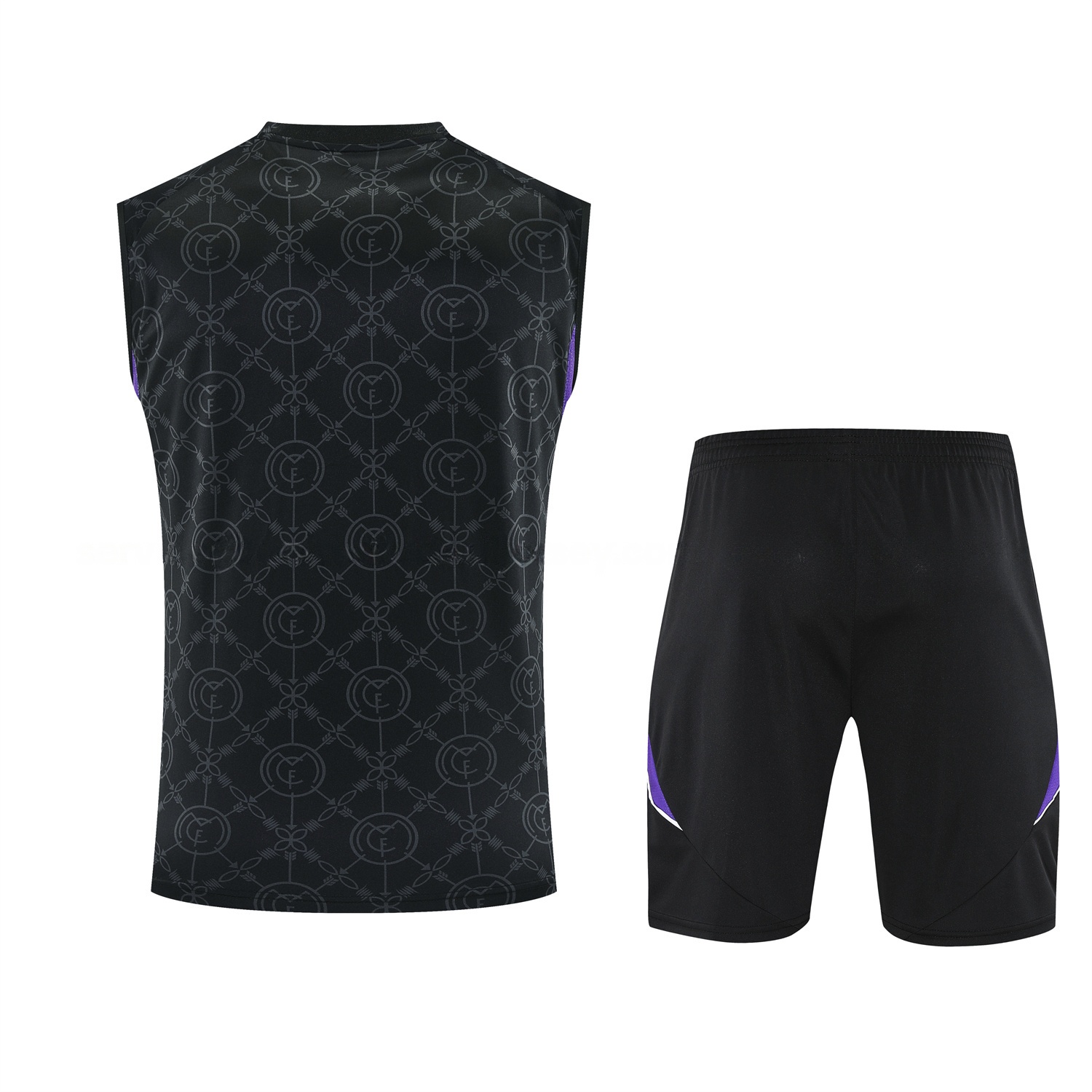 Real Madrid 25-26 Vest Training Set - Blue Edge Black Vest & Black Shorts - Unitedfutballjersey