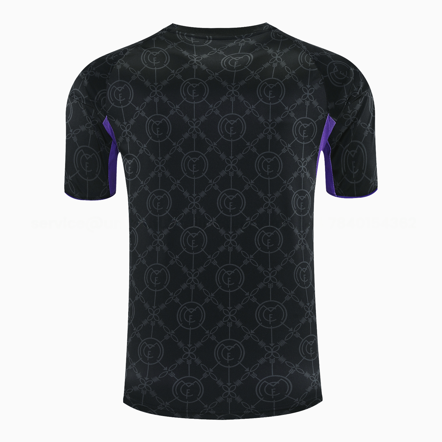 Real Madrid 25-26 Short-Sleeve Training Set - Blue Edge Black Top & Black Shorts - Unitedfutballjersey