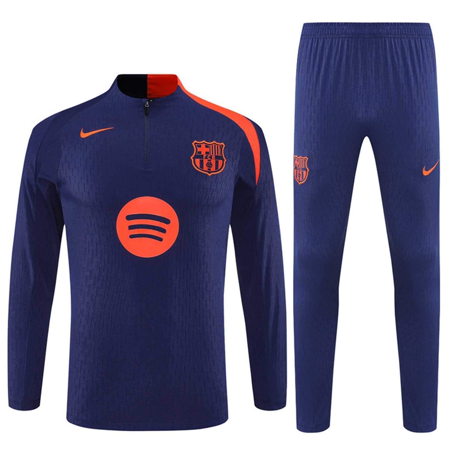 Barcelona 25-26 Long Sleeve Training Set - Royal Blue Top Orange Sponsor & Royal Blue Pants - Unitedfutballjersey